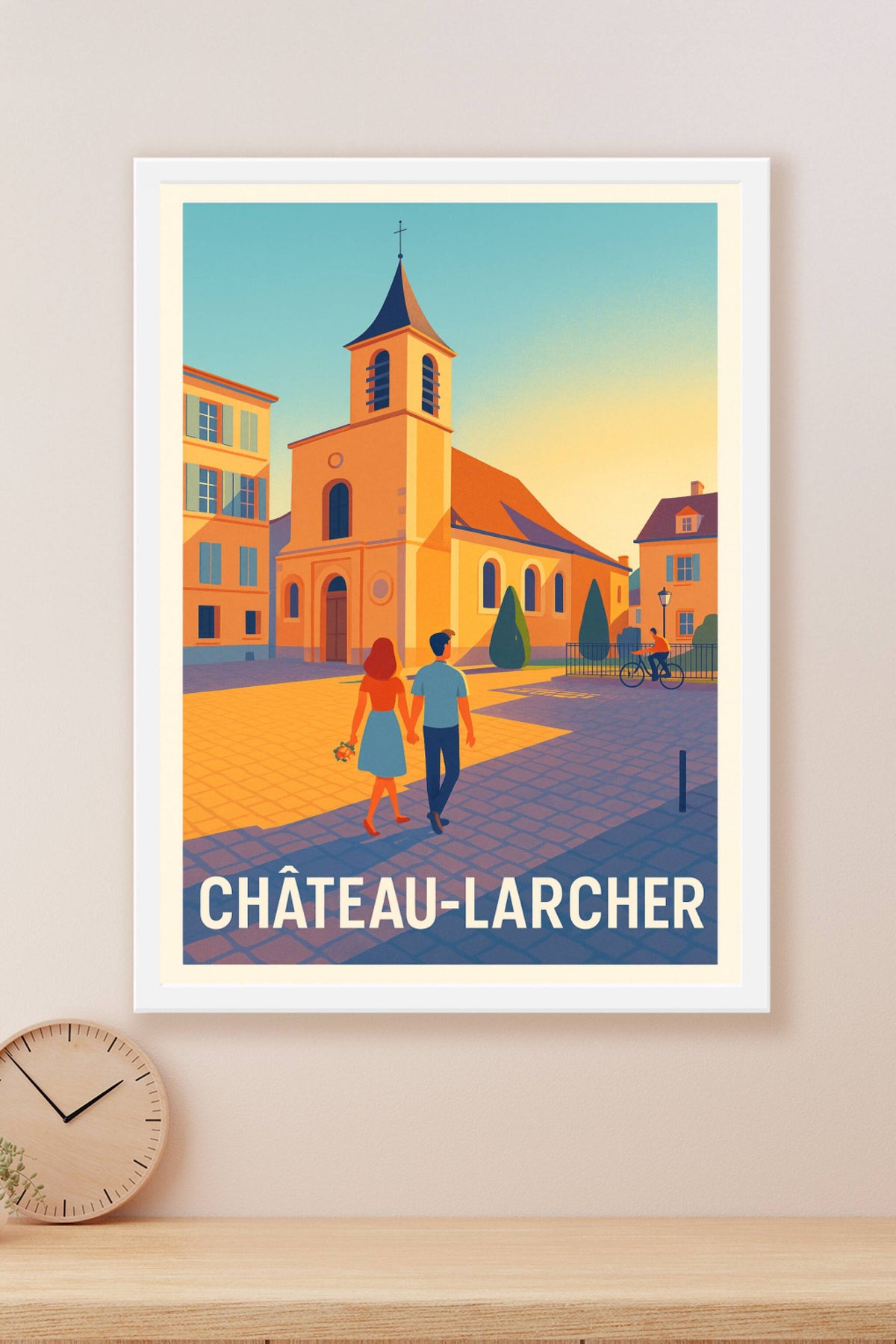 Affiche Château-Larcher — Flânerie ensoleillée au cœur du village · poster d'art de Château-Larcher