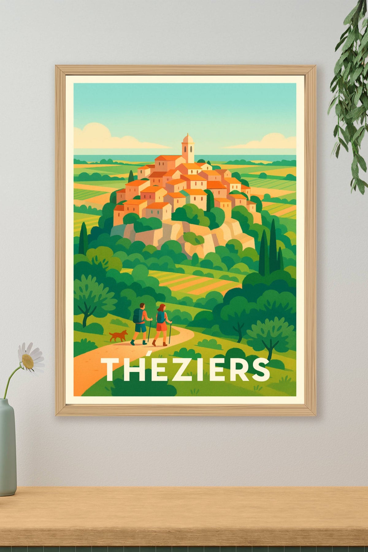 Affiche Théziers — Village perché au cœur de la nature · poster d'art de Théziers