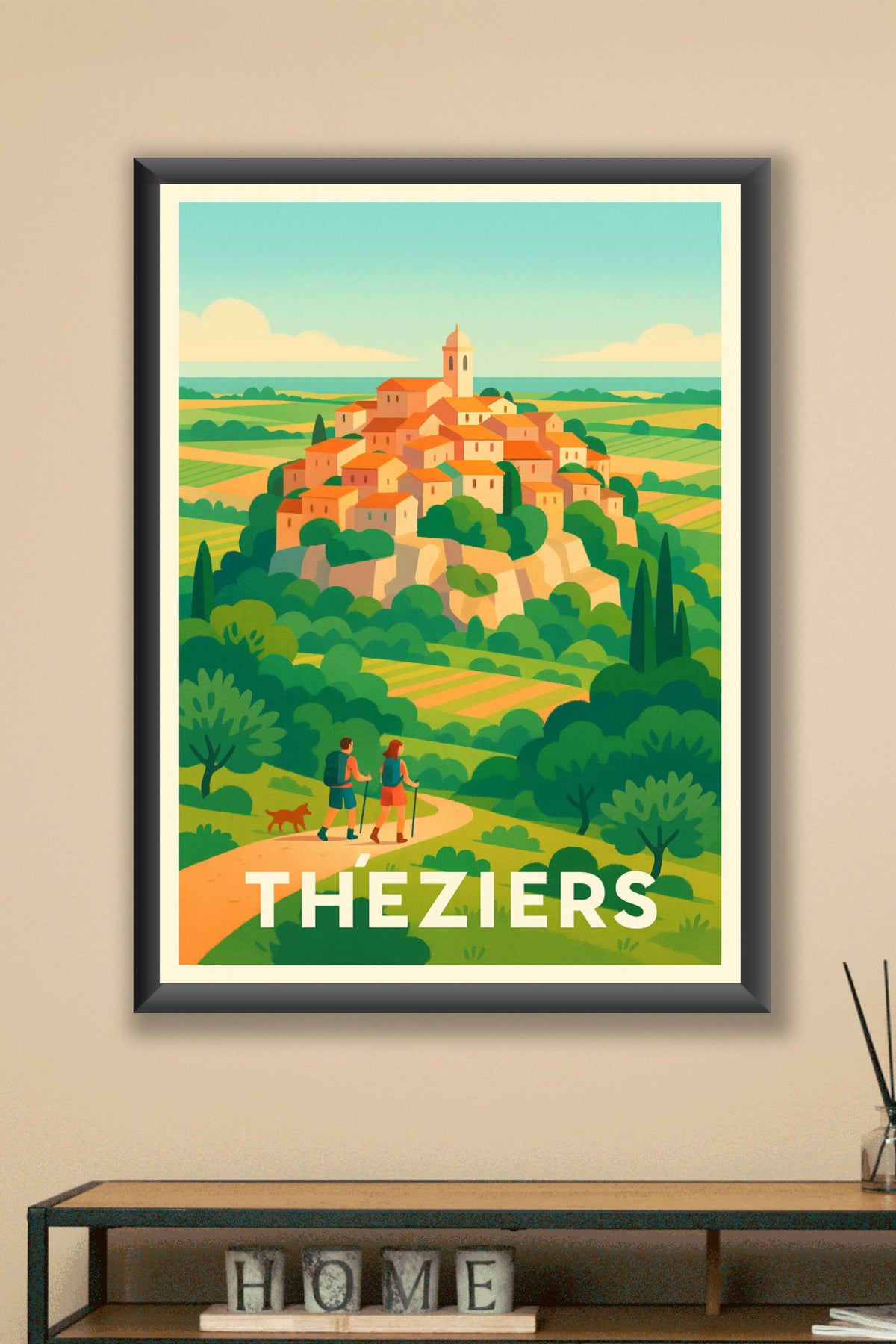 Affiche Théziers — Village perché au cœur de la nature · poster d'art de Théziers