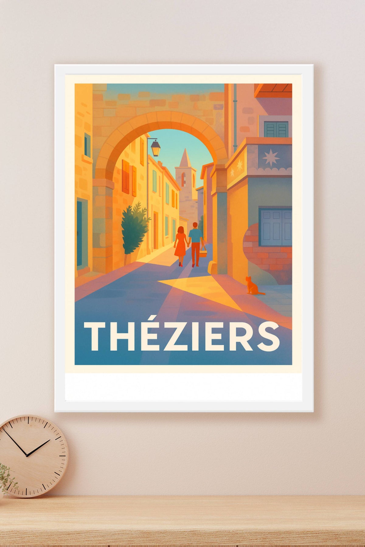 Affiche Théziers — Promenade romantique sous l'arche ensoleillée · poster d'art de Théziers