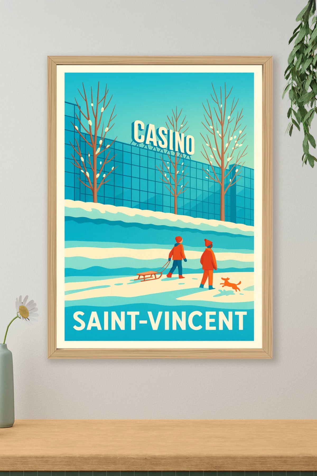 Affiche Saint-Vincent — Ambiance hivernale au Casino · poster d'art de Saint-Vincent