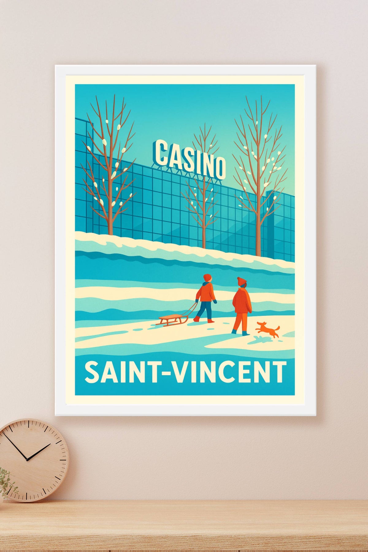 Affiche Saint-Vincent — Ambiance hivernale au Casino · poster d'art de Saint-Vincent