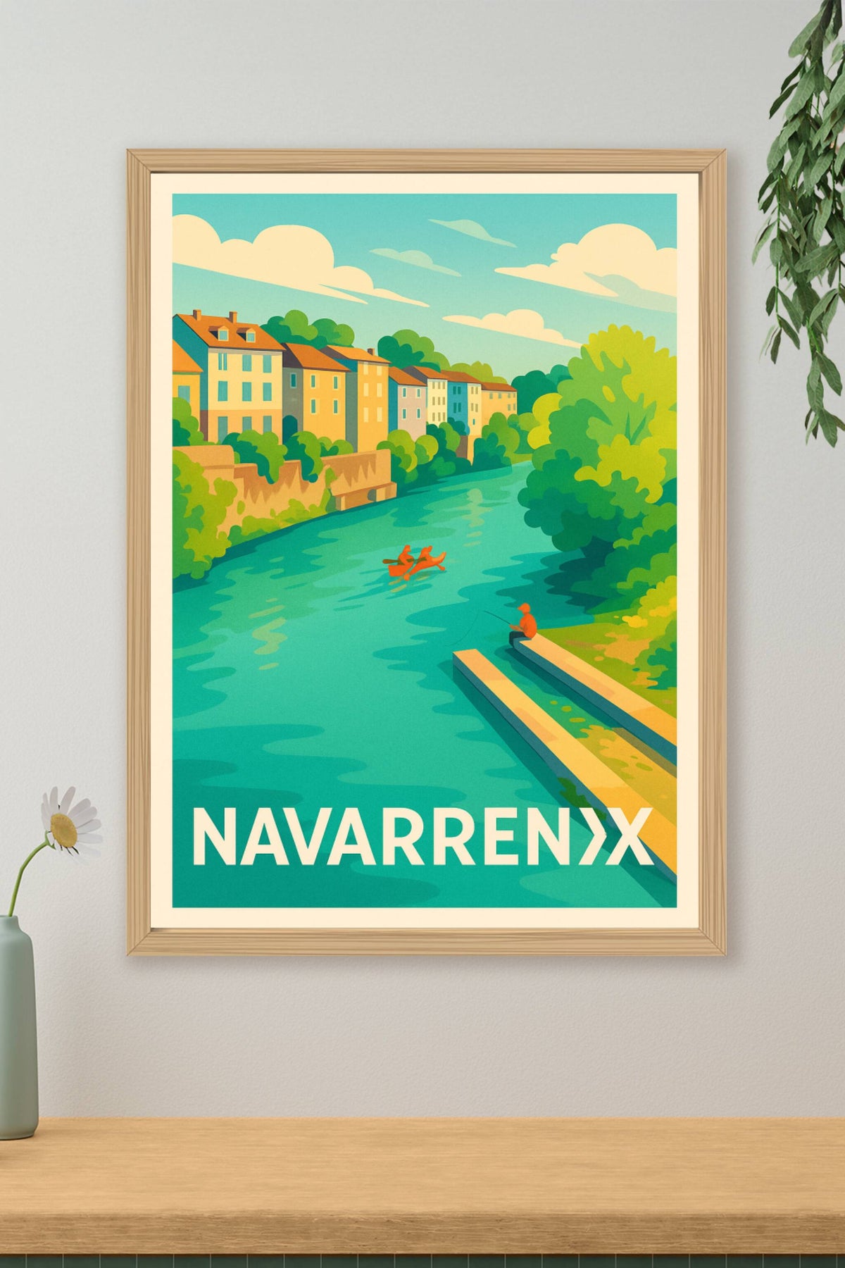Affiche Navarrenx — Tranquillité au fil de l'eau · poster d'art de Navarrenx