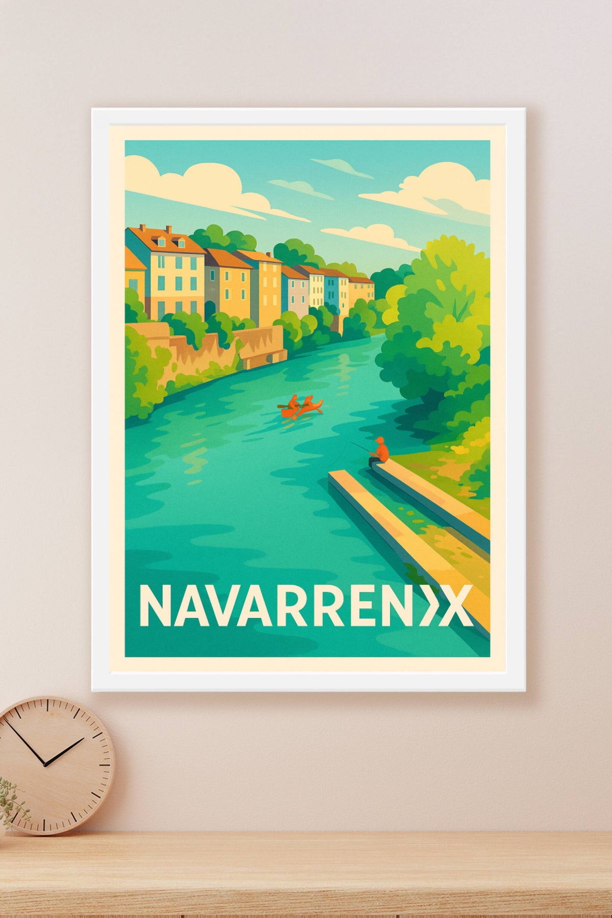 Affiche Navarrenx — Tranquillité au fil de l'eau · poster d'art de Navarrenx