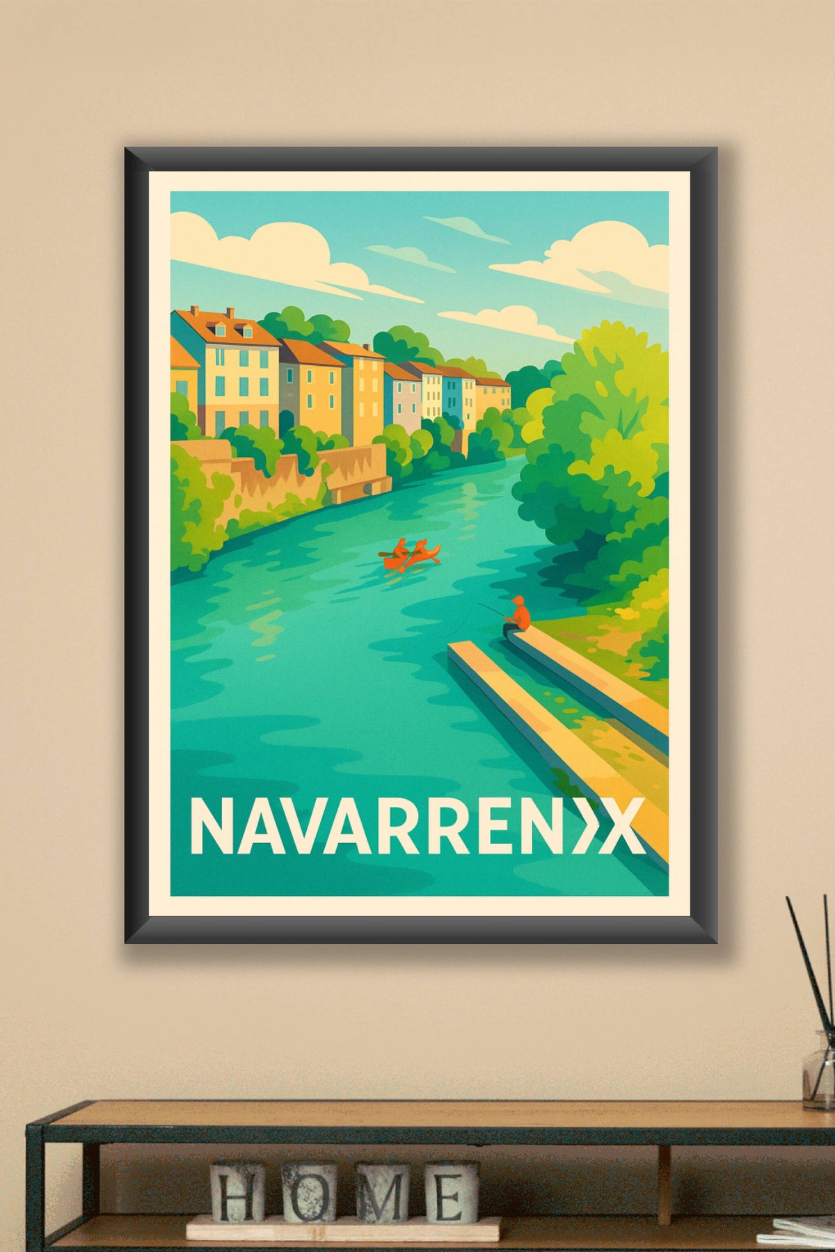 Affiche Navarrenx — Tranquillité au fil de l'eau · poster d'art de Navarrenx