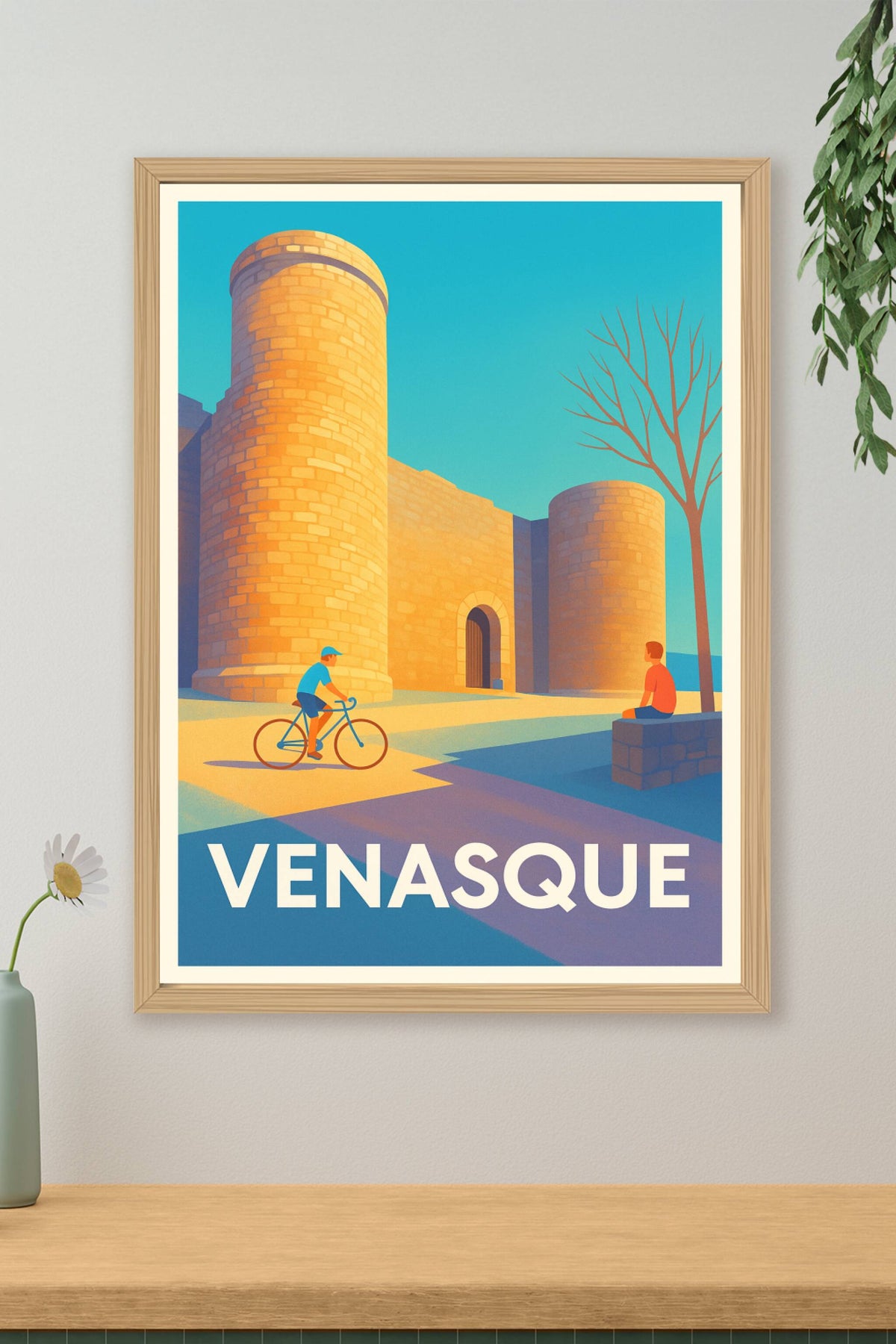 Affiche Venasque — Charme médiéval sous un ciel éclatant · poster d'art de Venasque