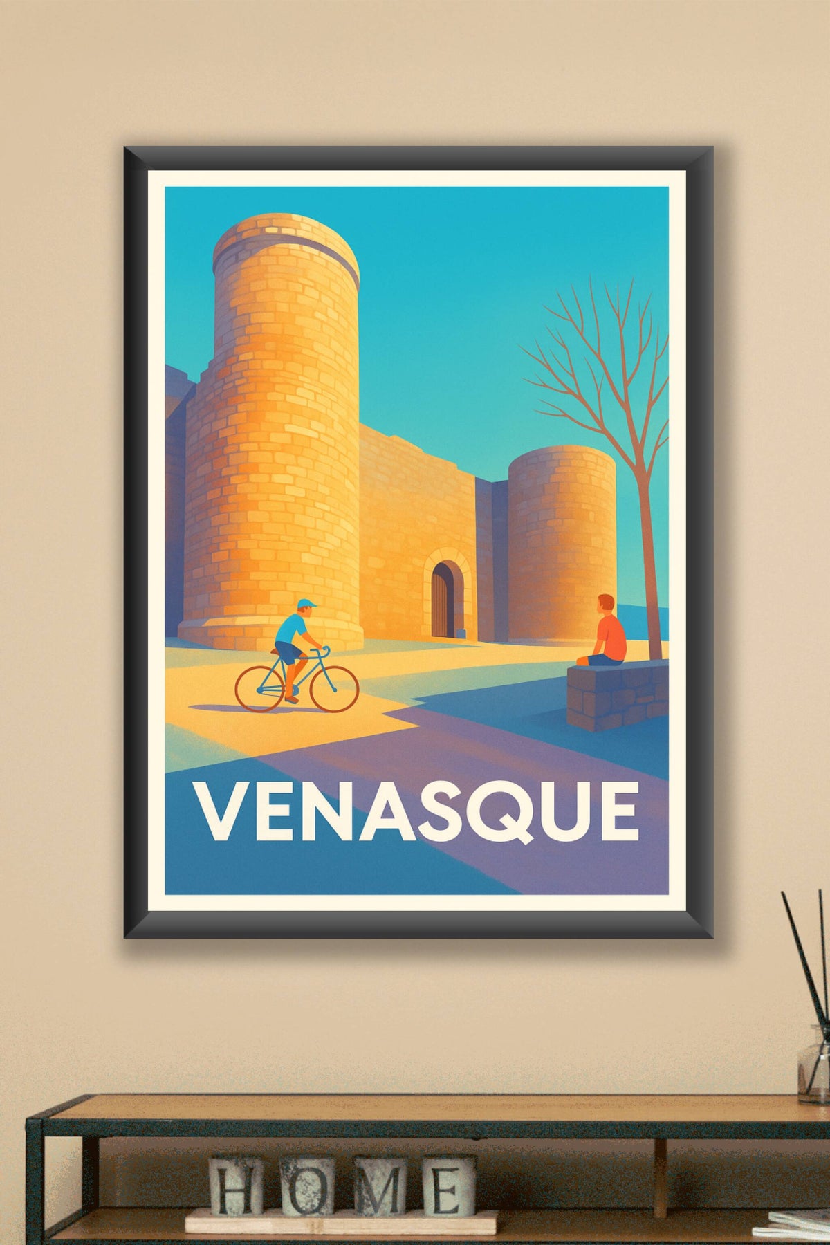 Affiche Venasque — Charme médiéval sous un ciel éclatant · poster d'art de Venasque