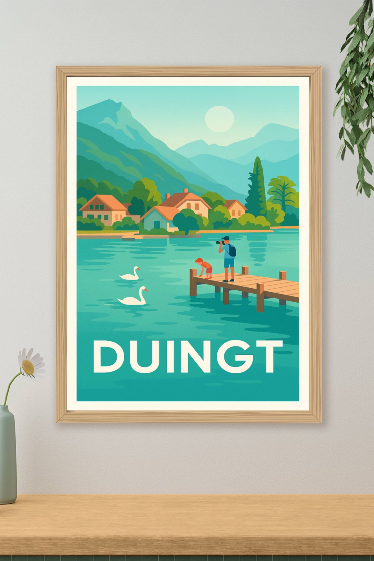 Affiche Duingt — Charme paisible au bord du lac · poster d'art de Duingt