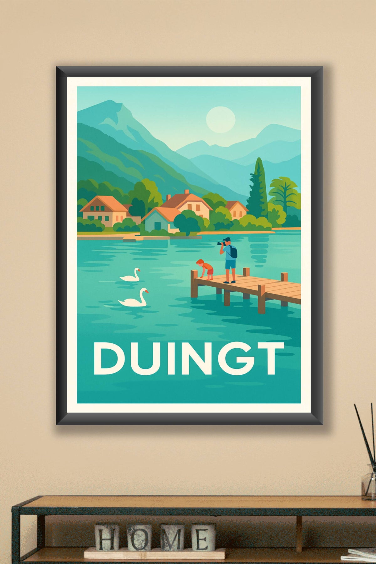 Affiche Duingt — Charme paisible au bord du lac · poster d'art de Duingt