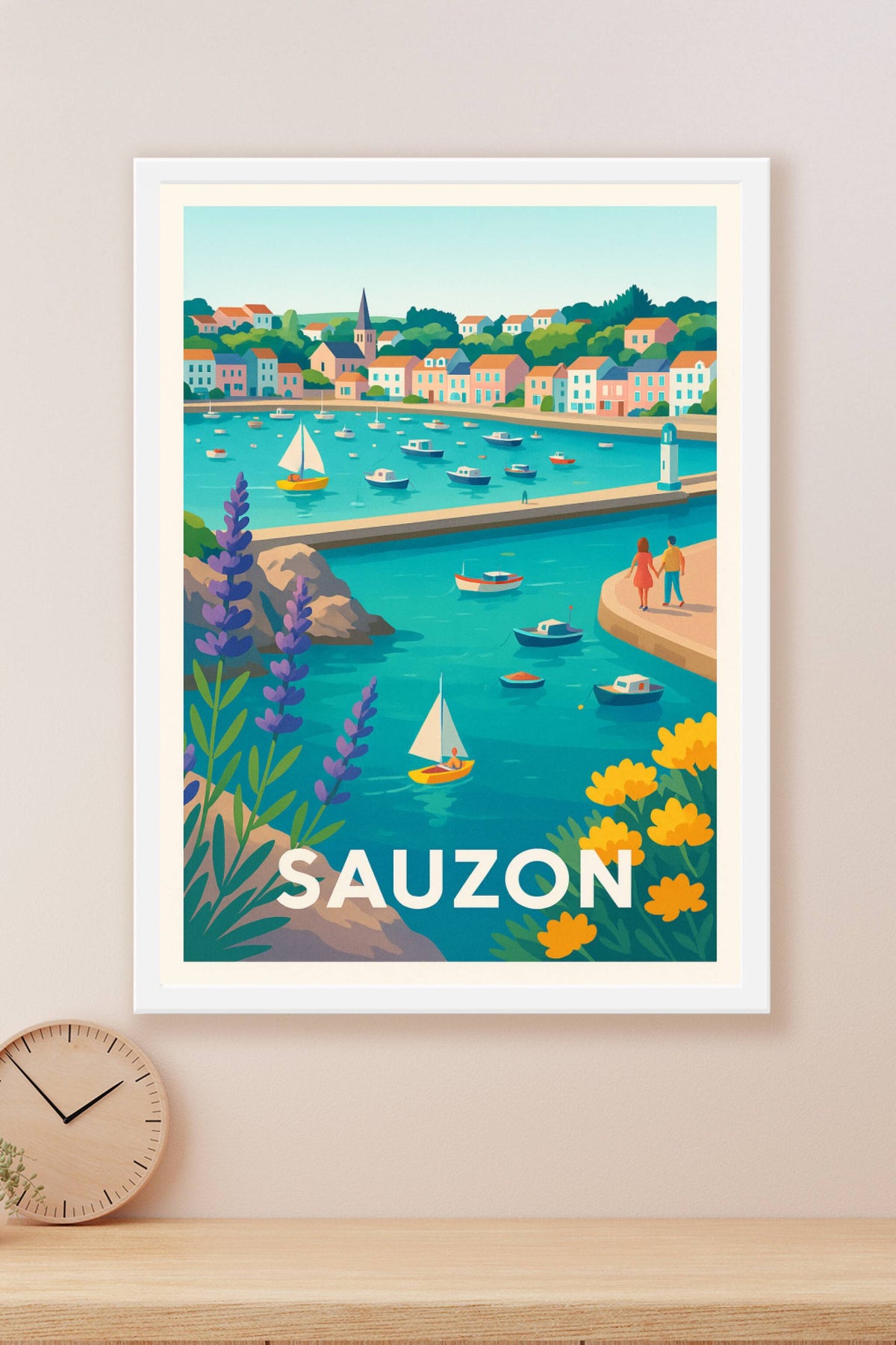 Affiche Sauzon — Escapade en bord de mer paisible · poster d'art de Sauzon