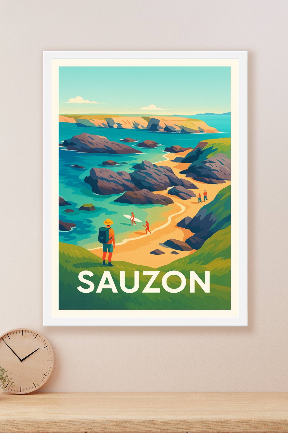 Affiche Sauzon — Plages et falaises envoûtantes · poster d'art de Sauzon