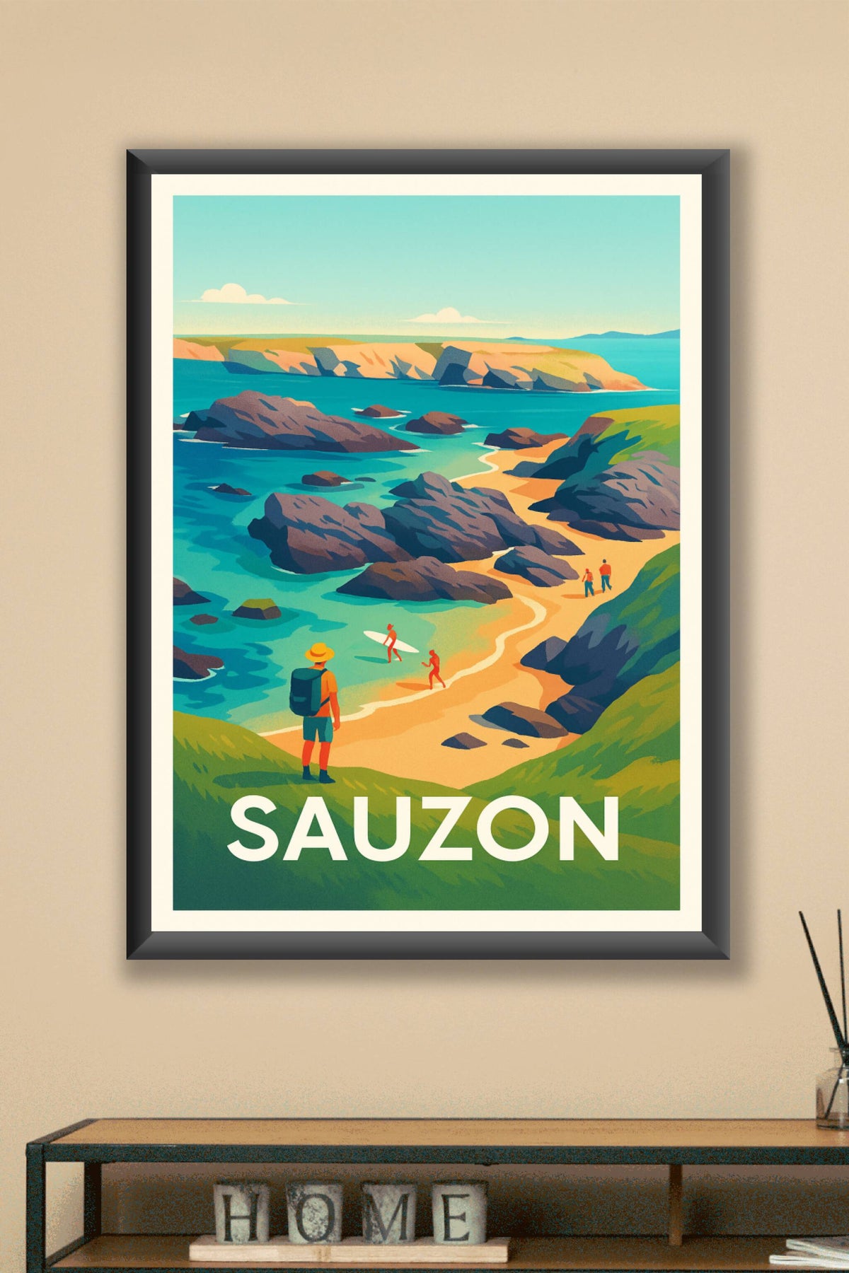 Affiche Sauzon — Plages et falaises envoûtantes · poster d'art de Sauzon