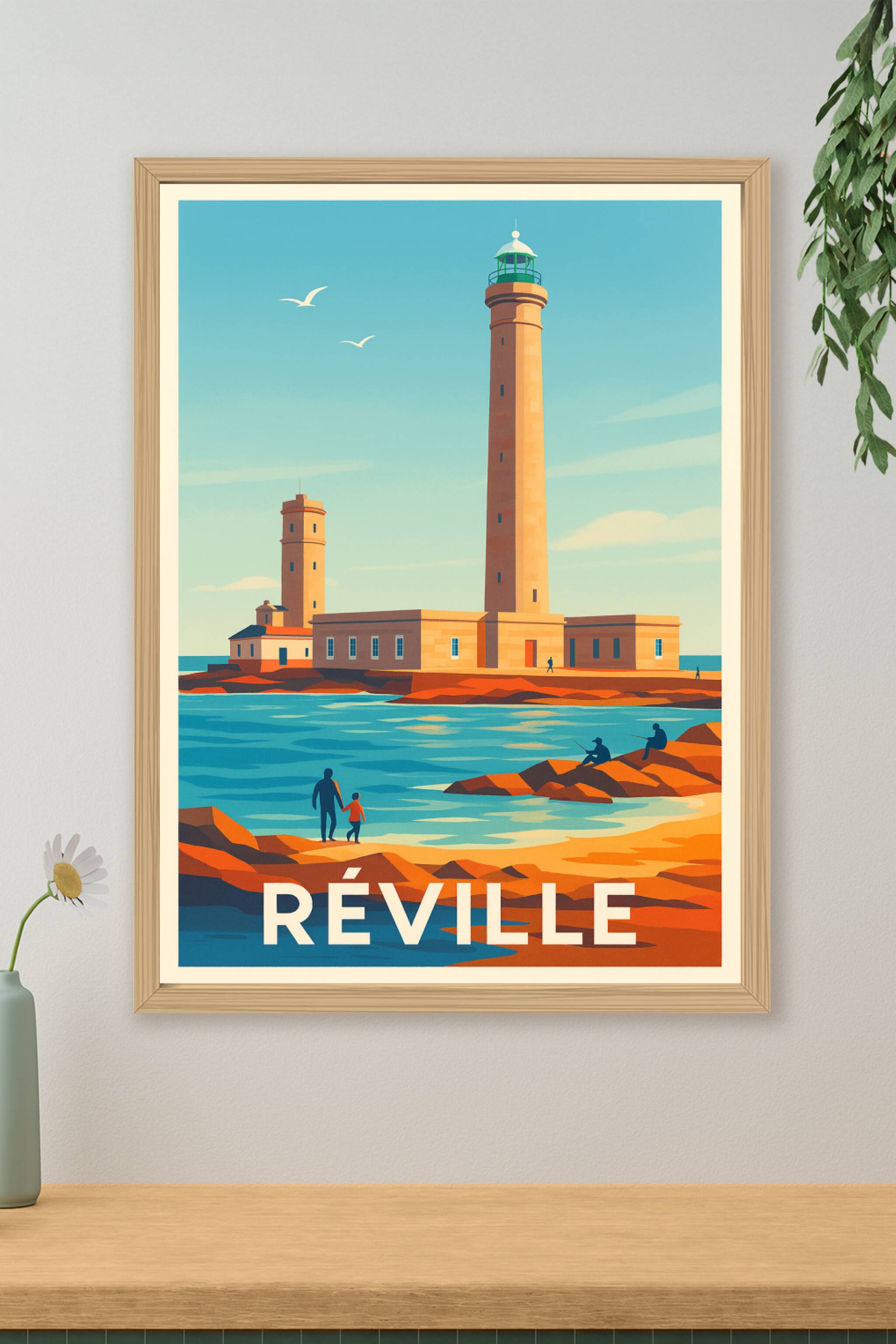 Affiche de Réville - Lumières marines et phares emblématiques