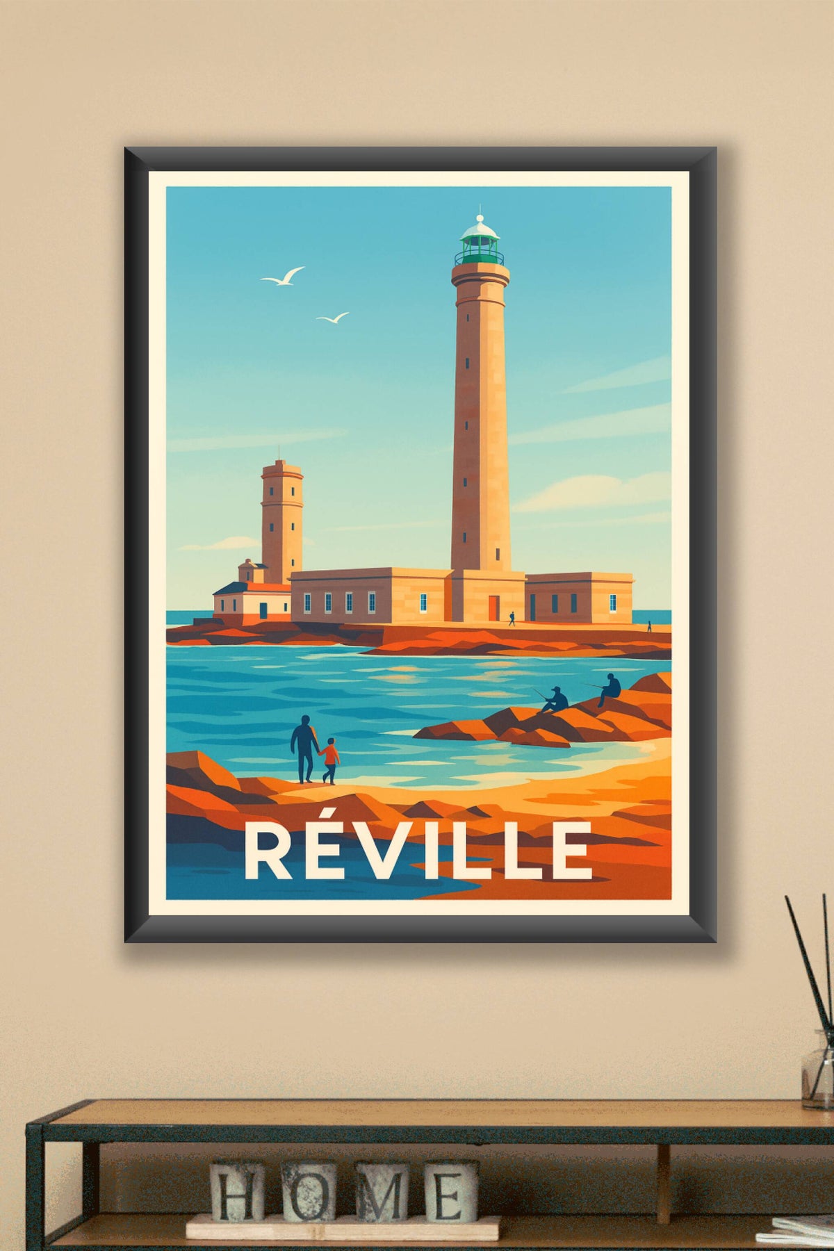 Affiche Réville — Lumières marines et phares emblématiques · poster d'art de Réville