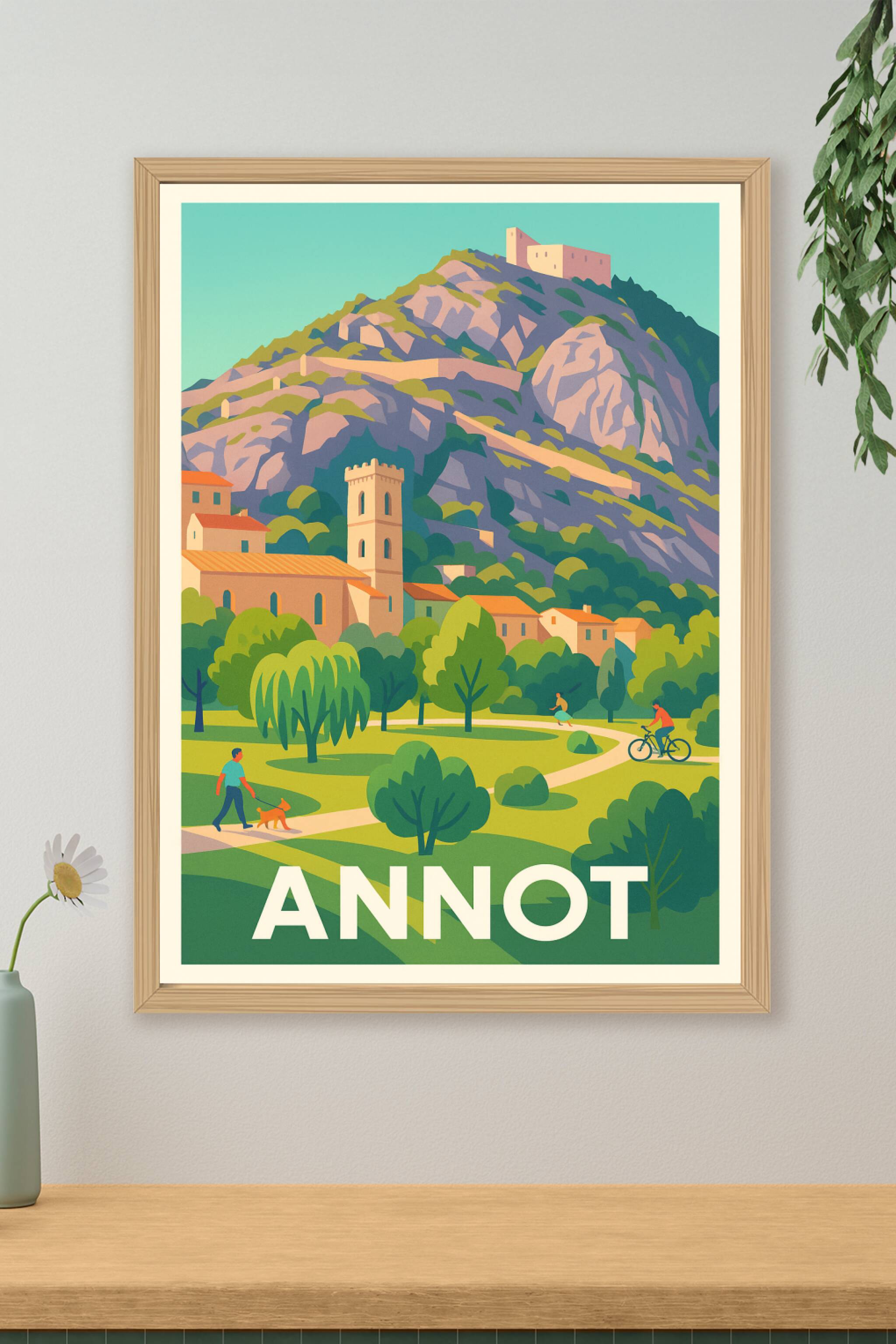 Affiche de Annot - Village paisible au pied des falaises