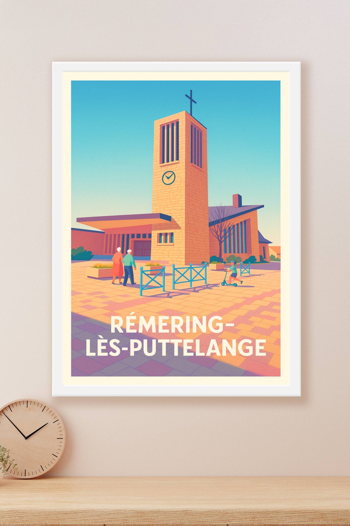 Affiche Rémering-lès-Puttelange — Charme paisible d'une église emblématique · poster d'art de Rémering-lès-Puttelange