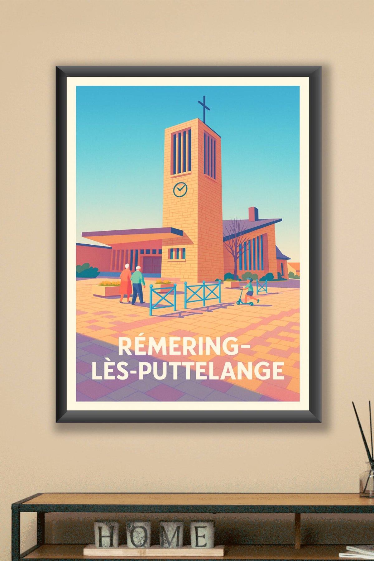 Affiche Rémering-lès-Puttelange — Charme paisible d'une église emblématique · poster d'art de Rémering-lès-Puttelange