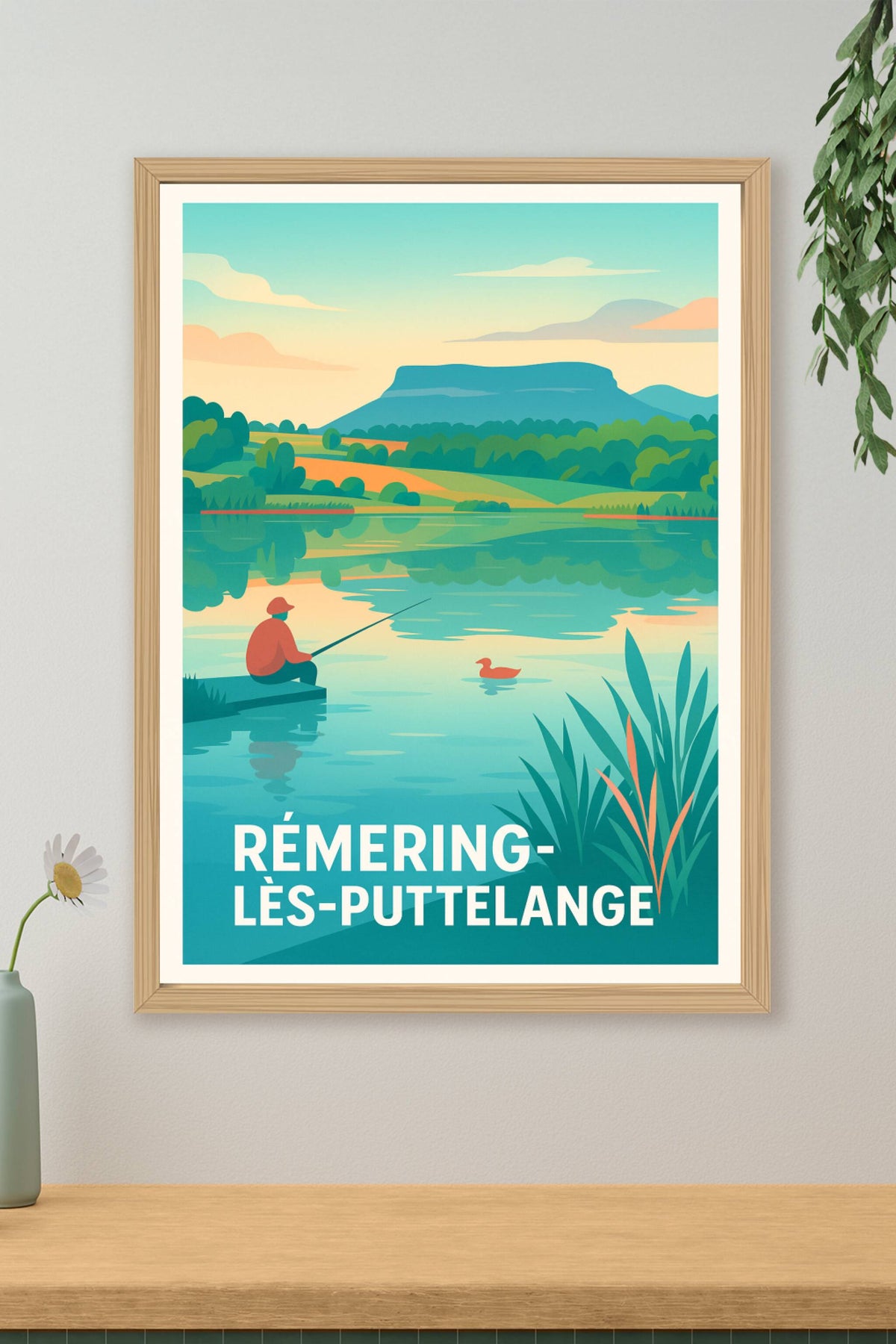 Affiche Rémering-lès-Puttelange — Sérénité au bord de l'eau · poster d'art de Rémering-lès-Puttelange