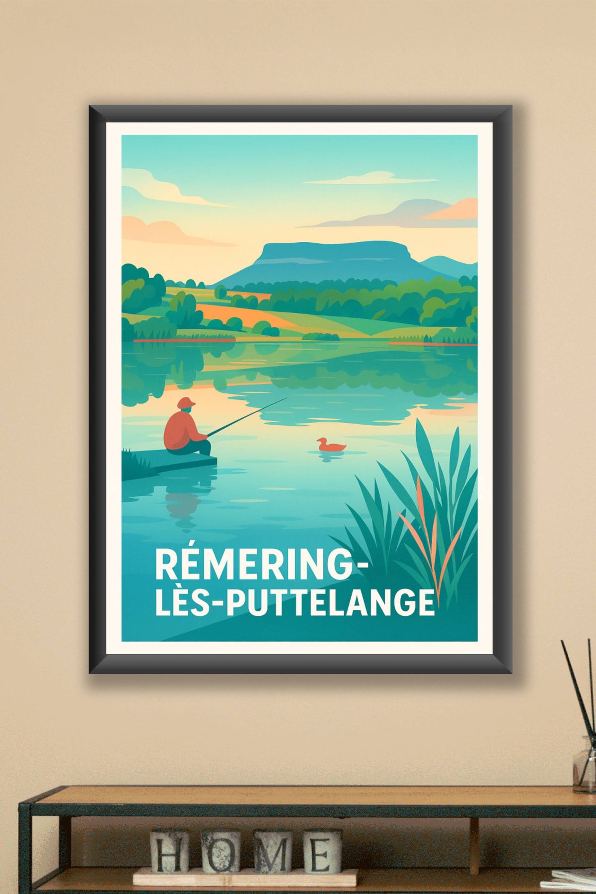 Affiche Rémering-lès-Puttelange — Sérénité au bord de l'eau · poster d'art de Rémering-lès-Puttelange