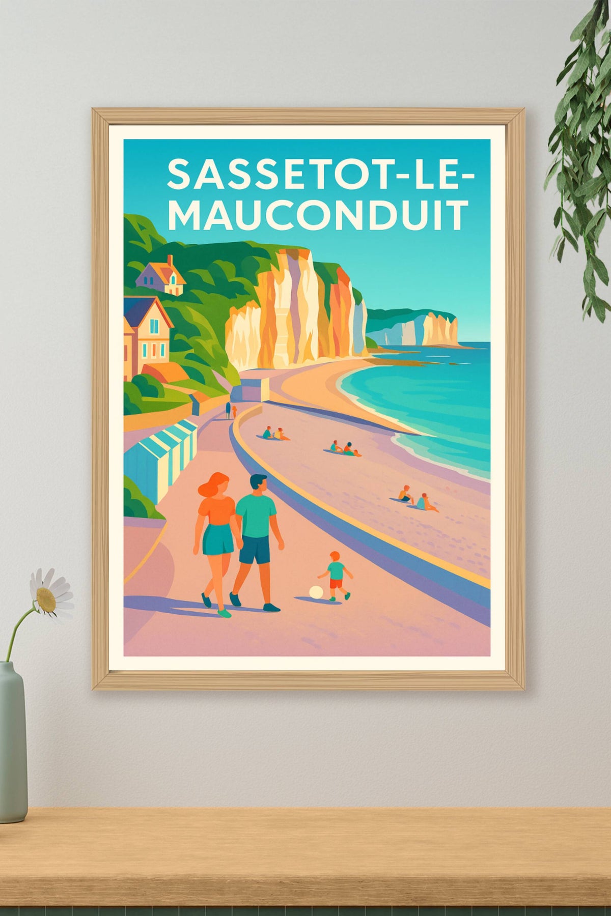 Affiche Sassetot-le-Mauconduit — Escapade en bord de falaise · poster d'art de Sassetot-le-Mauconduit