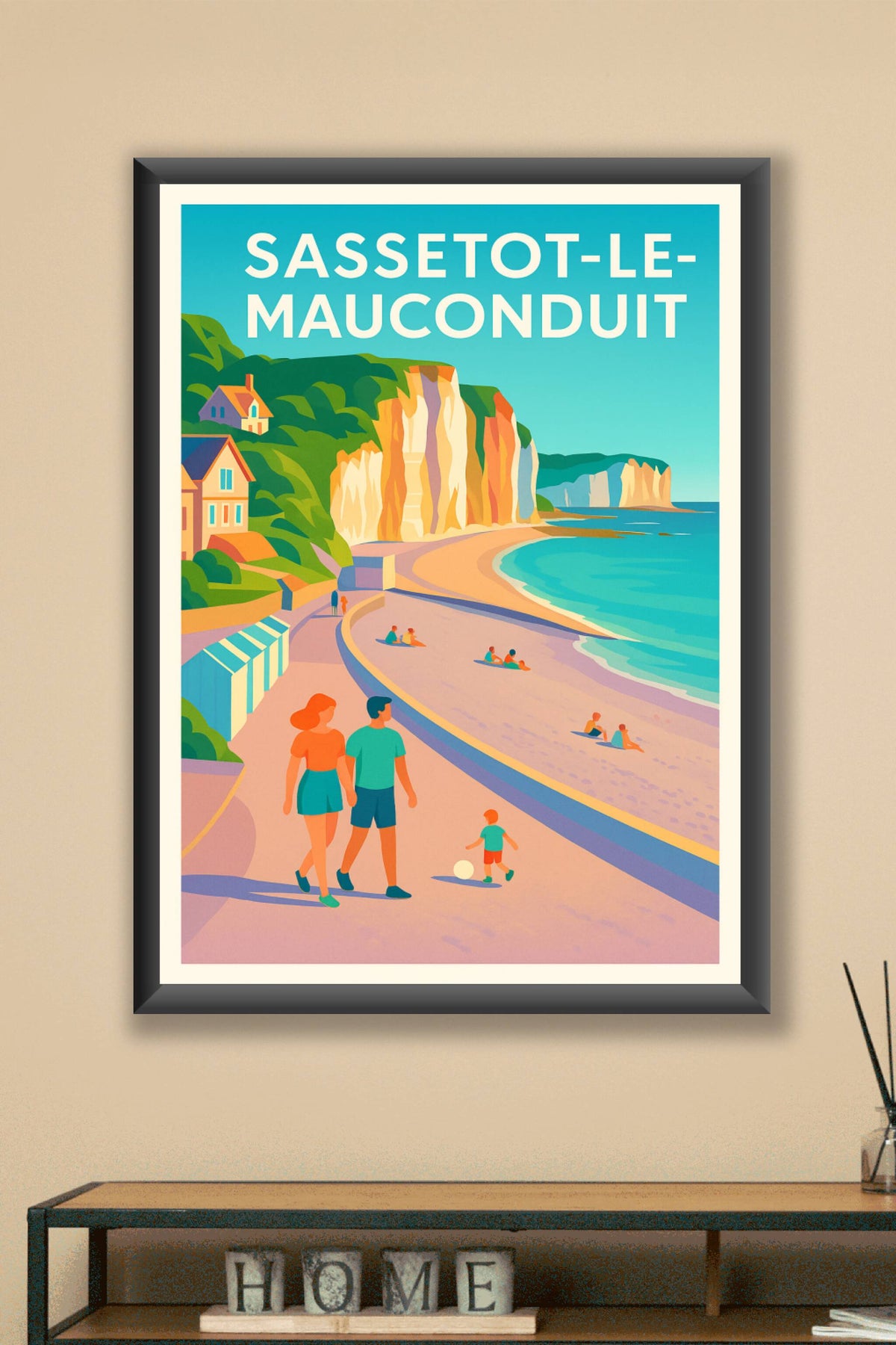 Affiche Sassetot-le-Mauconduit — Escapade en bord de falaise · poster d'art de Sassetot-le-Mauconduit