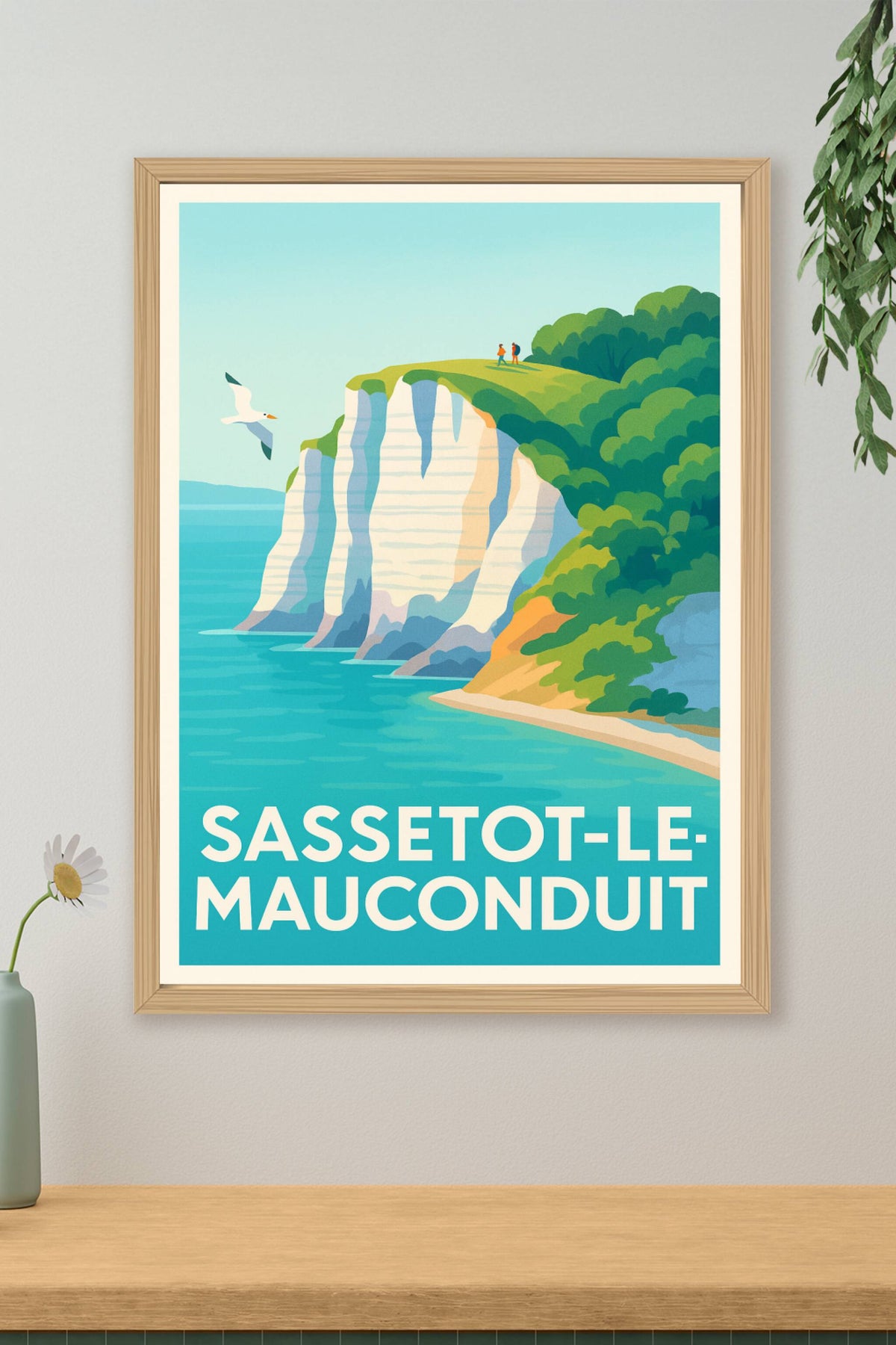 Affiche Sassetot-le-Mauconduit — Escapade au bord des falaises · poster d'art de Sassetot-le-Mauconduit