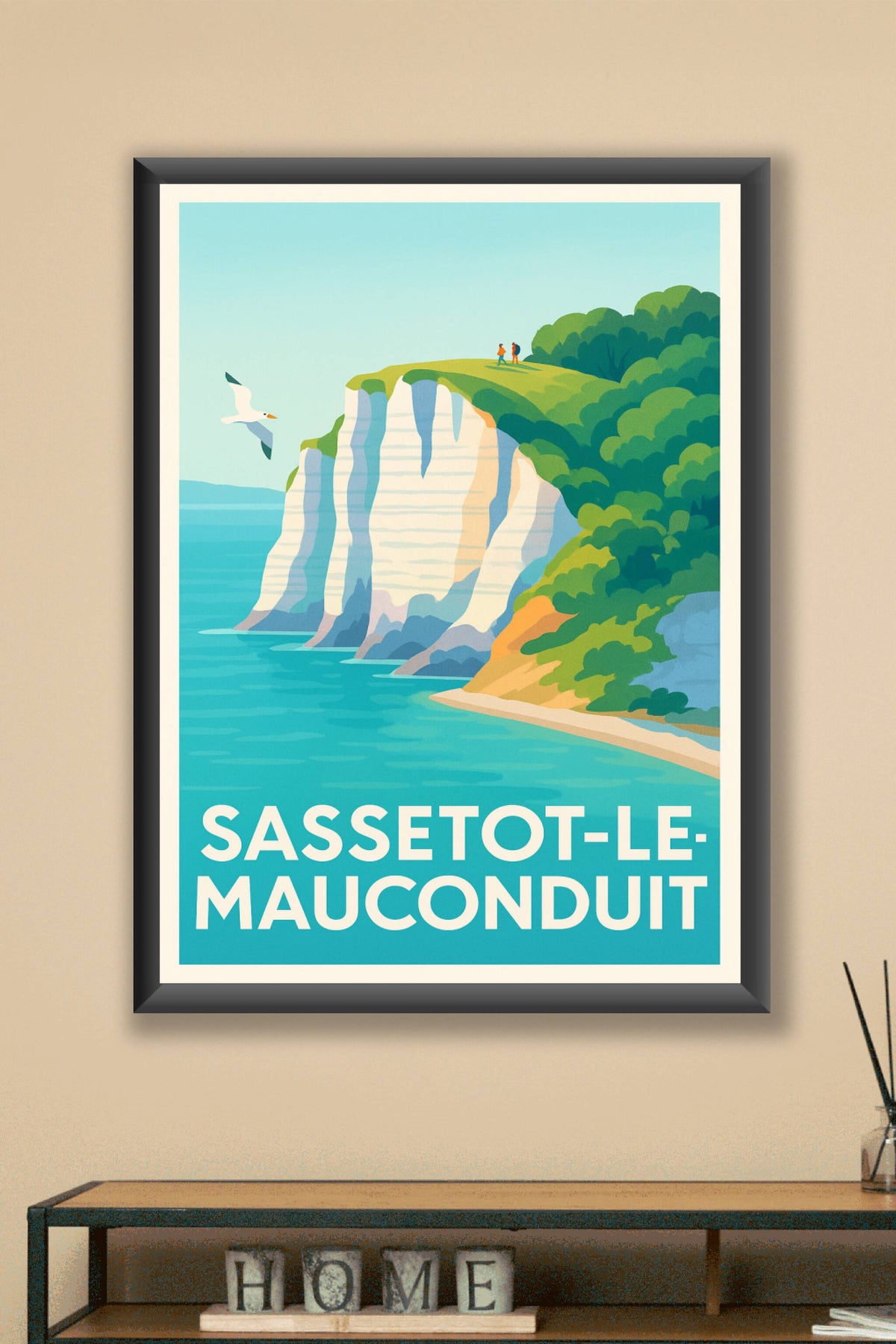 Affiche Sassetot-le-Mauconduit — Escapade au bord des falaises · poster d'art de Sassetot-le-Mauconduit