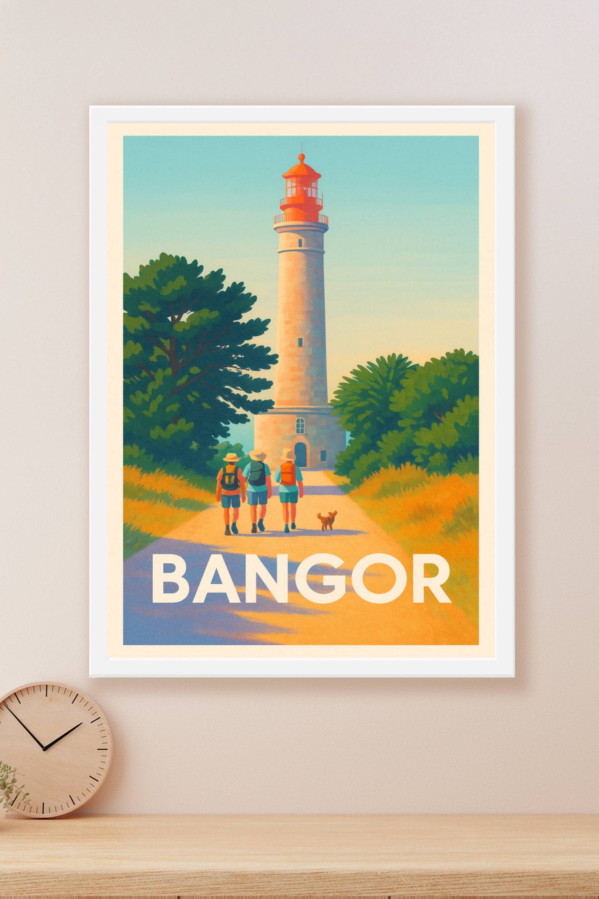 Affiche Bangor — Promenade vers le phare emblématique · poster d'art de Bangor