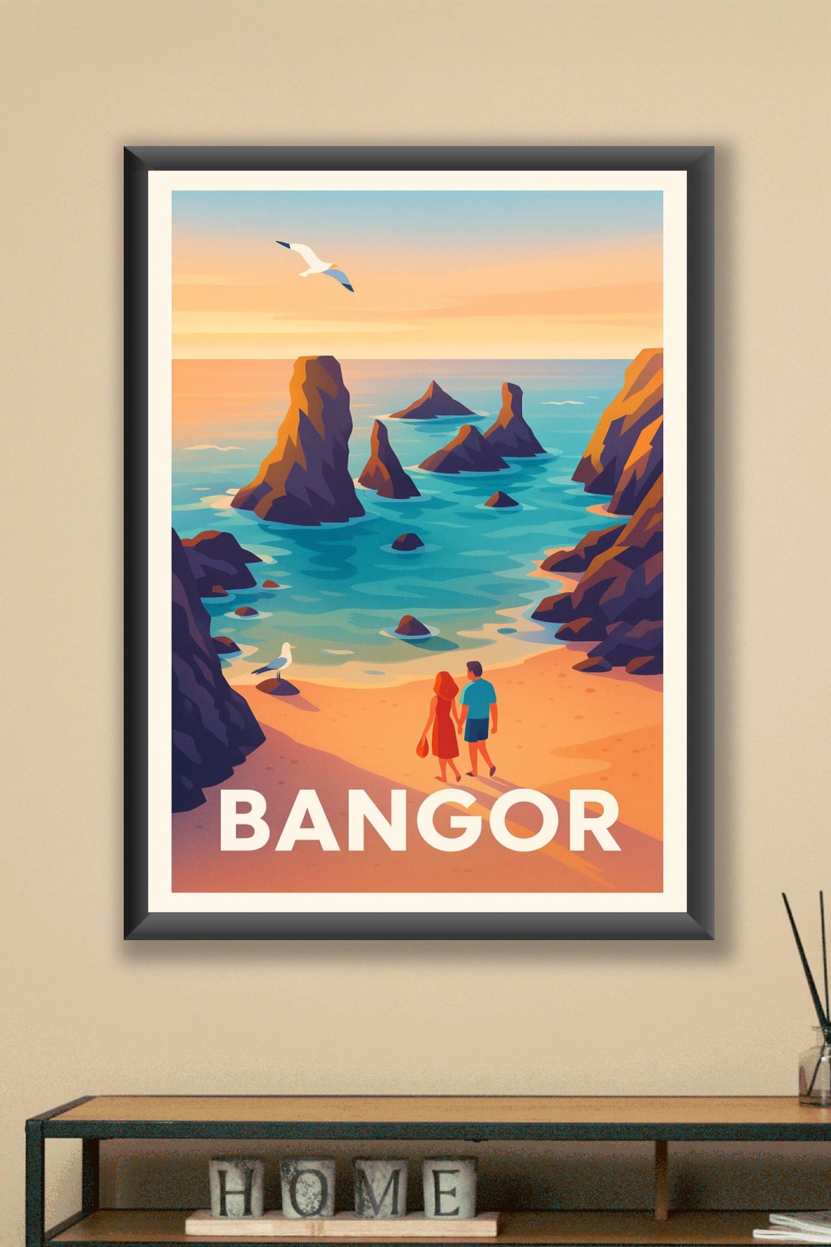 Affiche Bangor — Évasion romantique au bord de la mer · poster d'art de Bangor