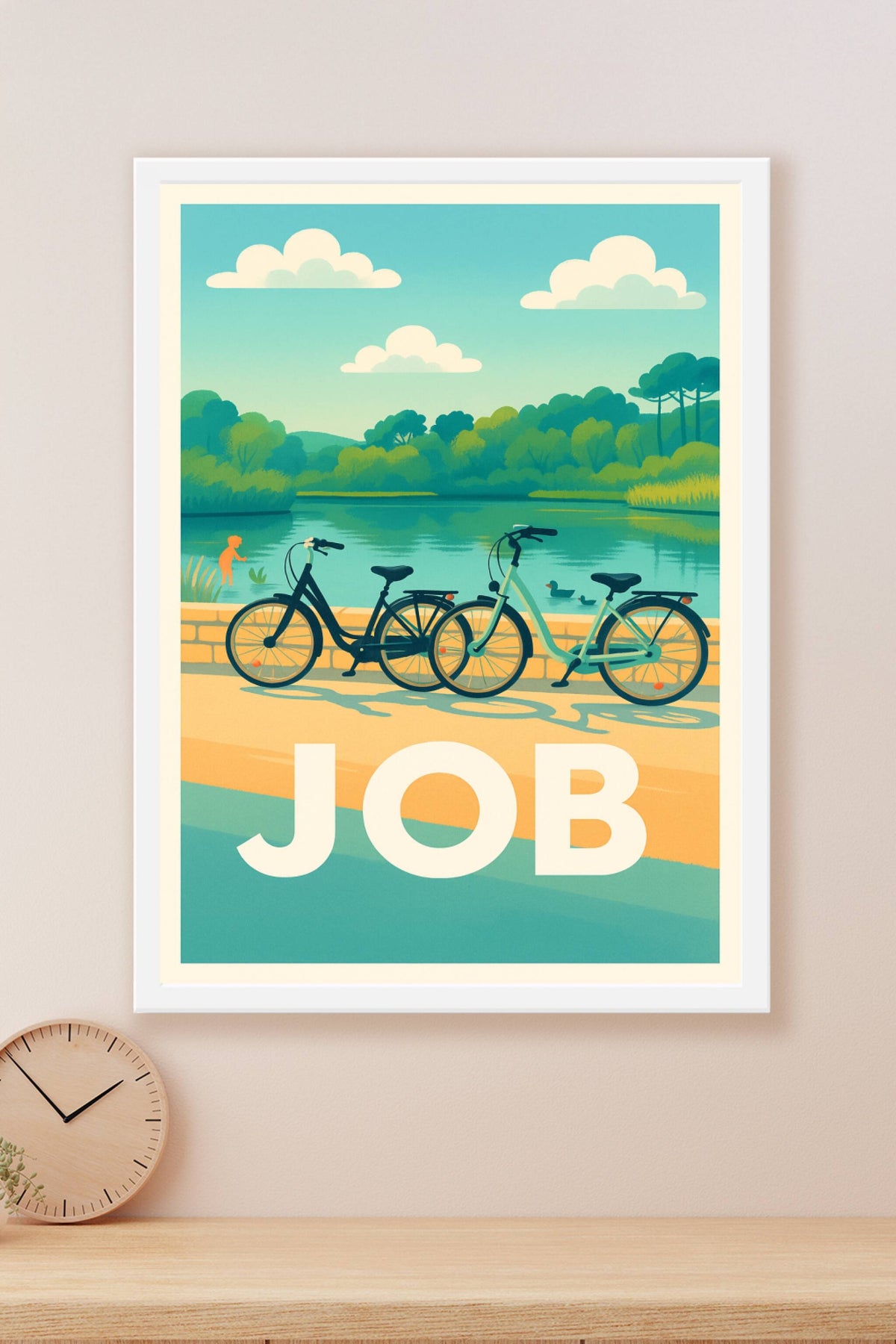 Affiche Job — Balade à vélo au bord de l'eau · poster d'art de Job