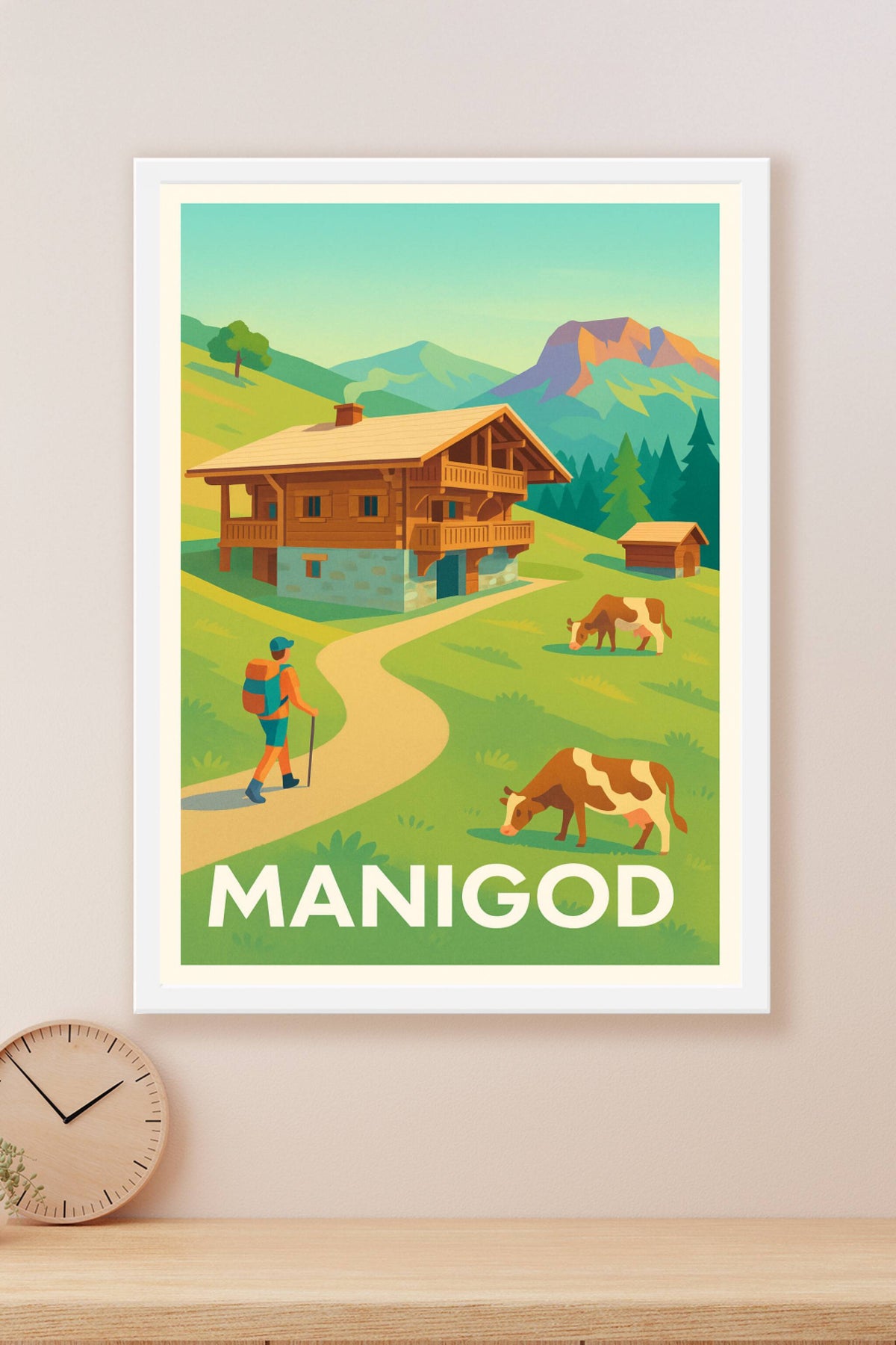 Affiche Manigod — Escapade bucolique en montagne · poster d'art de Manigod