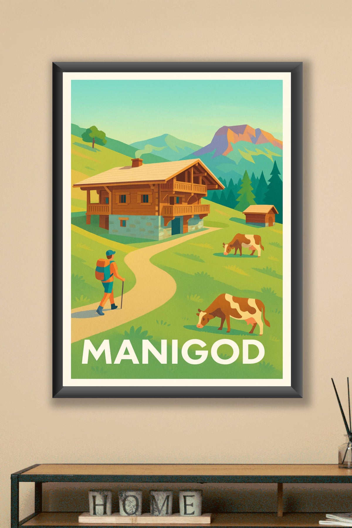 Affiche Manigod — Escapade bucolique en montagne · poster d'art de Manigod