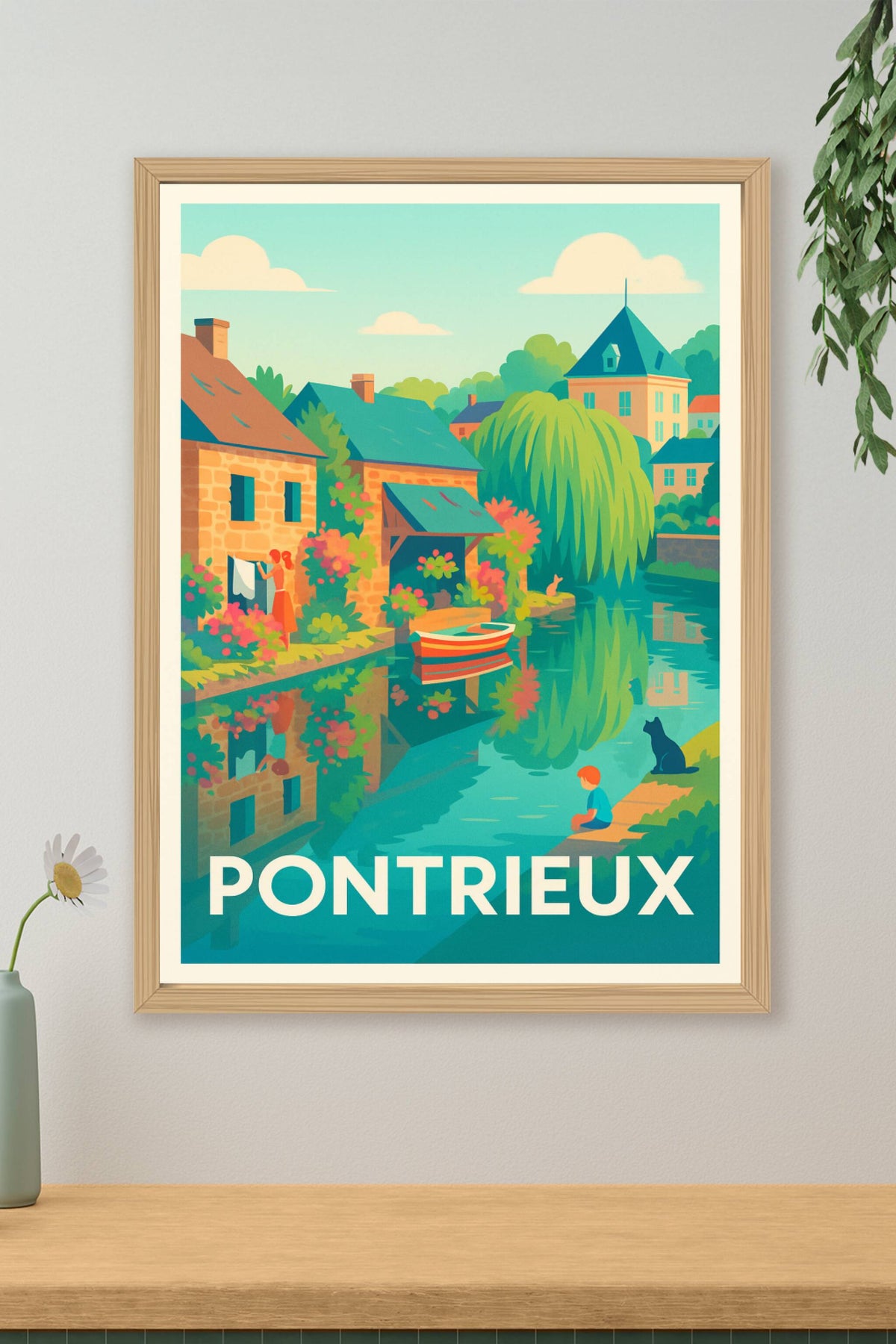 Affiche Pontrieux — Charme bucolique au fil de l'eau · poster d'art de Pontrieux