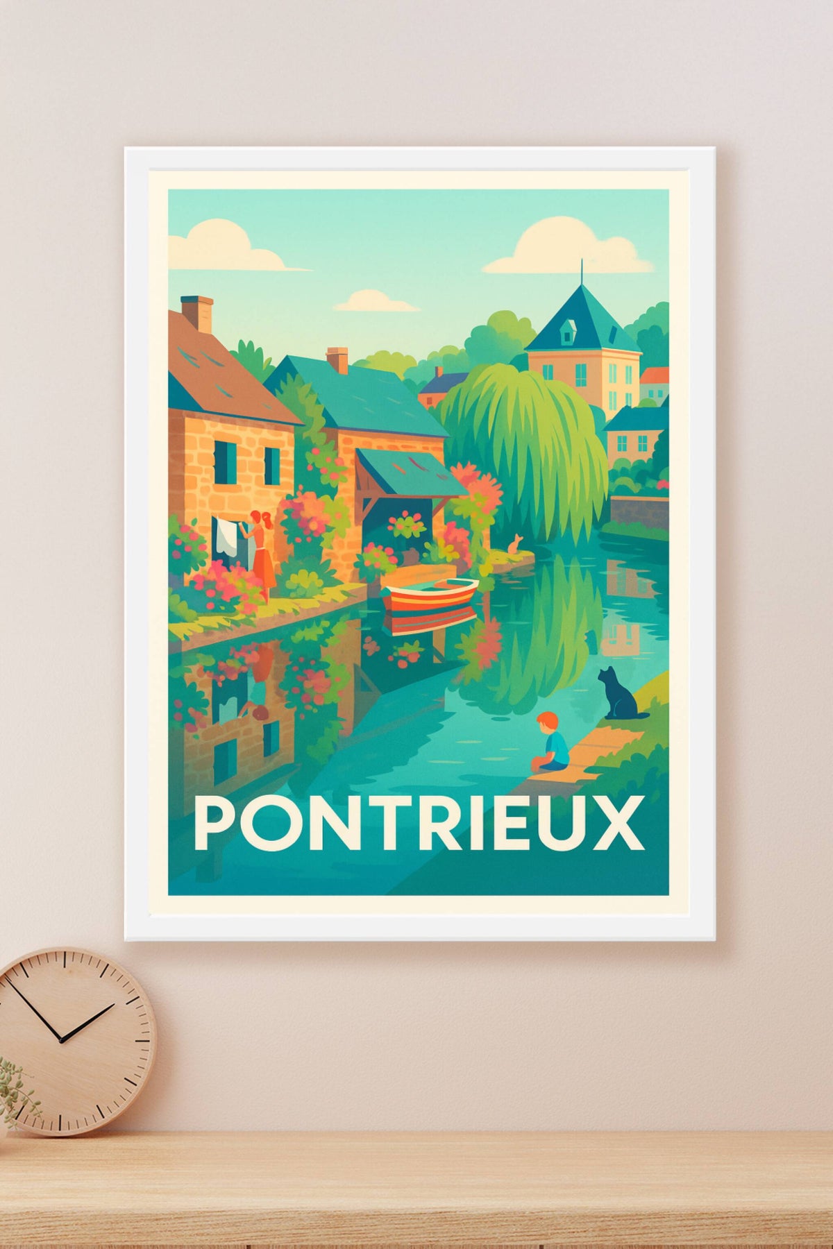 Affiche Pontrieux — Charme bucolique au fil de l'eau · poster d'art de Pontrieux