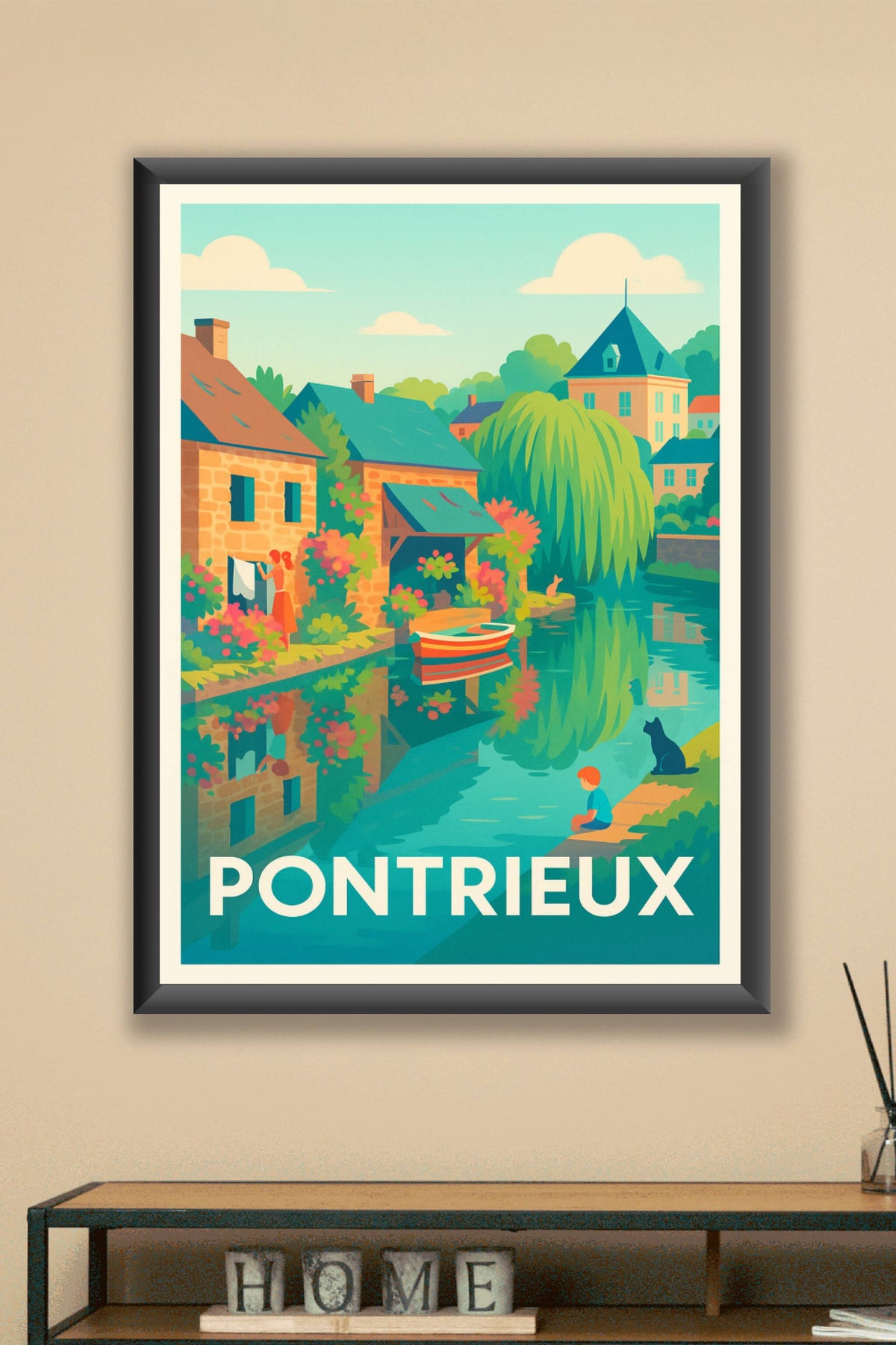 Affiche Pontrieux — Charme bucolique au fil de l'eau · poster d'art de Pontrieux