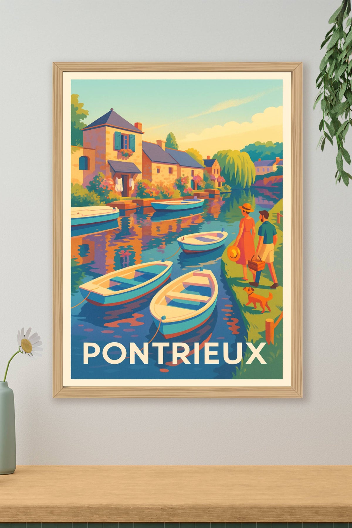 Affiche Pontrieux — Charme bucolique au fil de l'eau · poster d'art de Pontrieux
