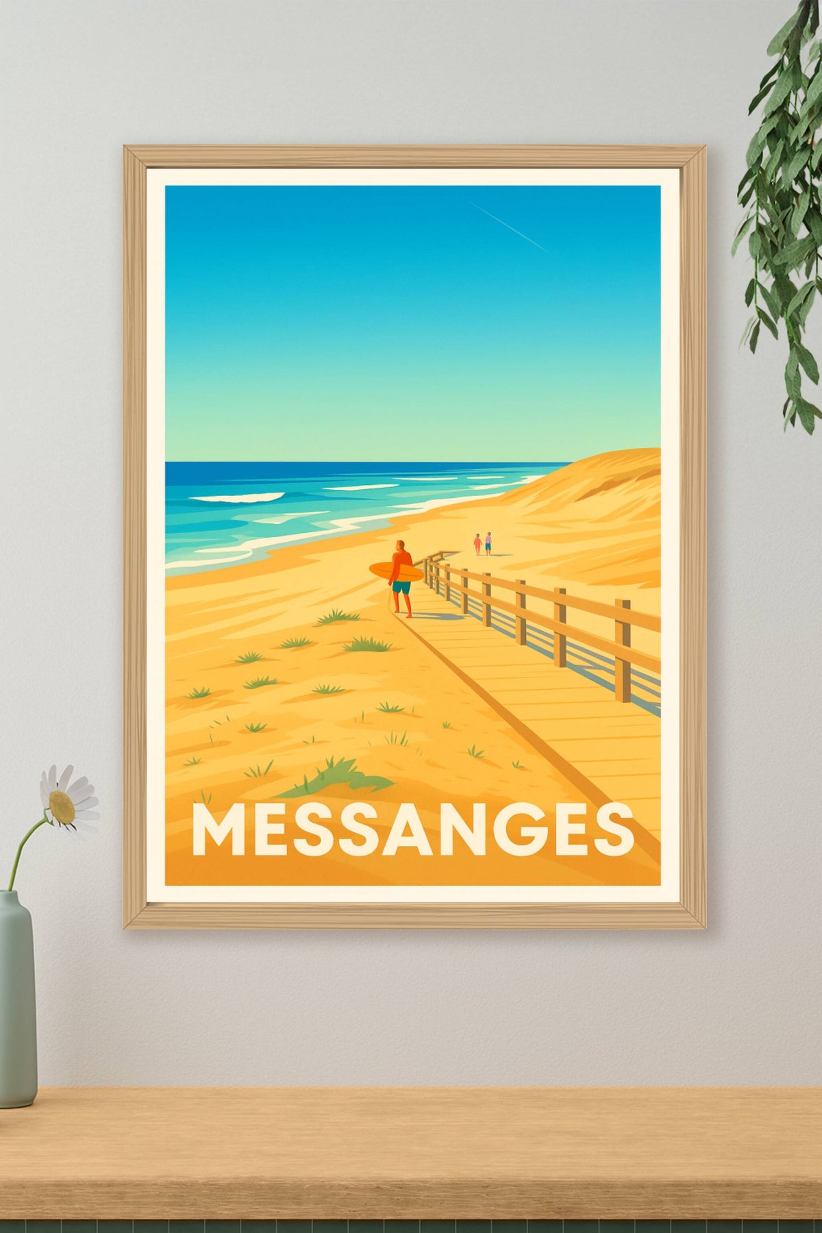 Affiche Messanges — Plages dorées et surf ensoleillé · poster d'art de Messanges