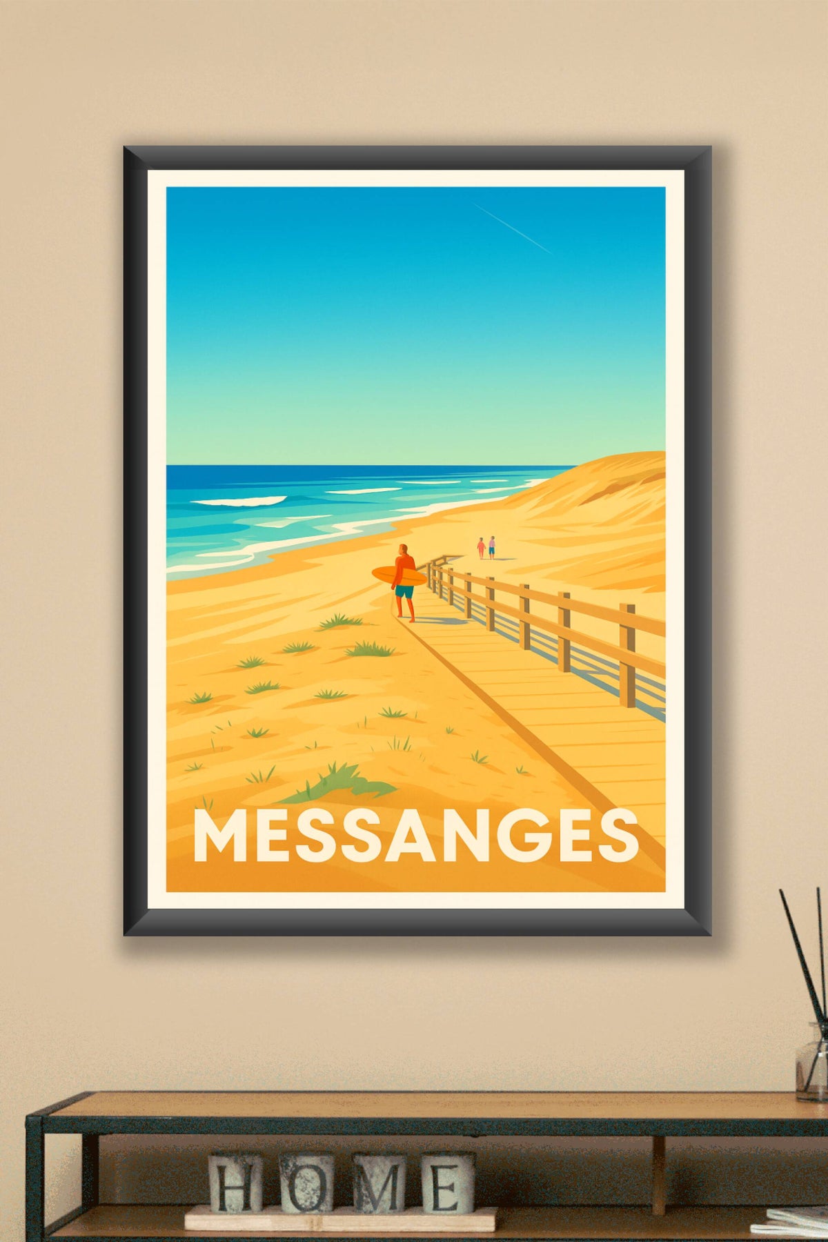 Affiche Messanges — Plages dorées et surf ensoleillé · poster d'art de Messanges