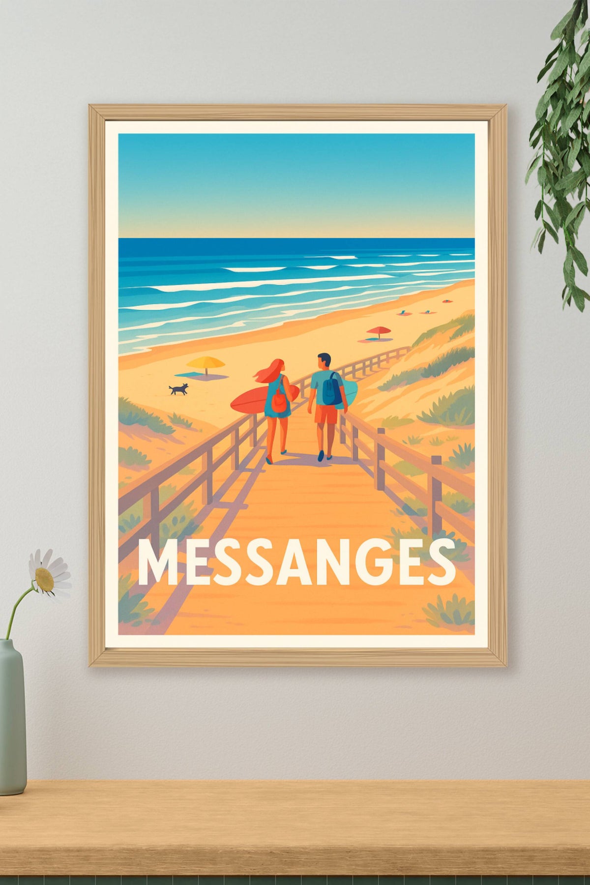Affiche Messanges — Échappée belle sur la plage · poster d'art de Messanges