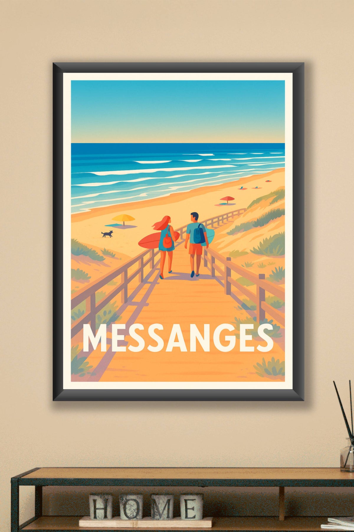 Affiche Messanges — Échappée belle sur la plage · poster d'art de Messanges