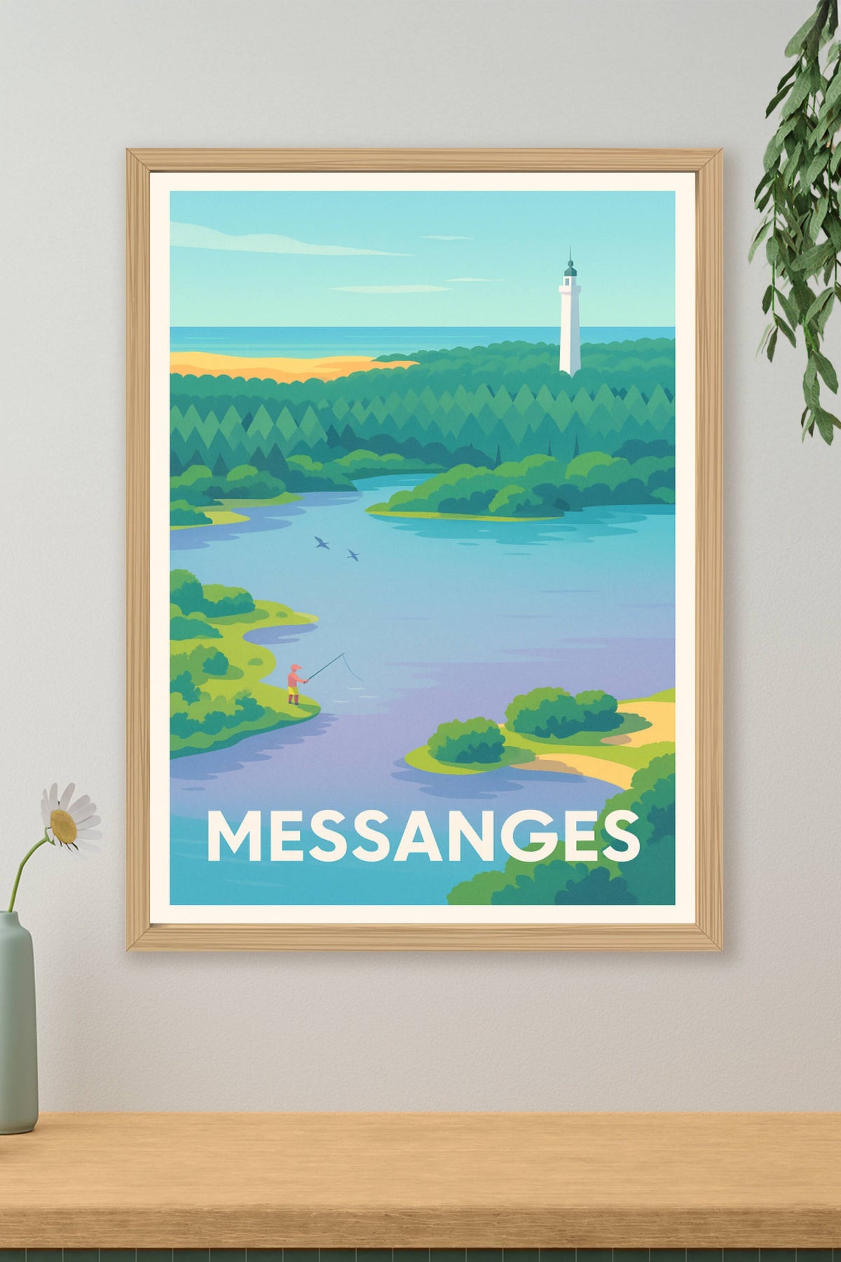 Affiche Messanges — Sérénité au bord de l'eau · poster d'art de Messanges