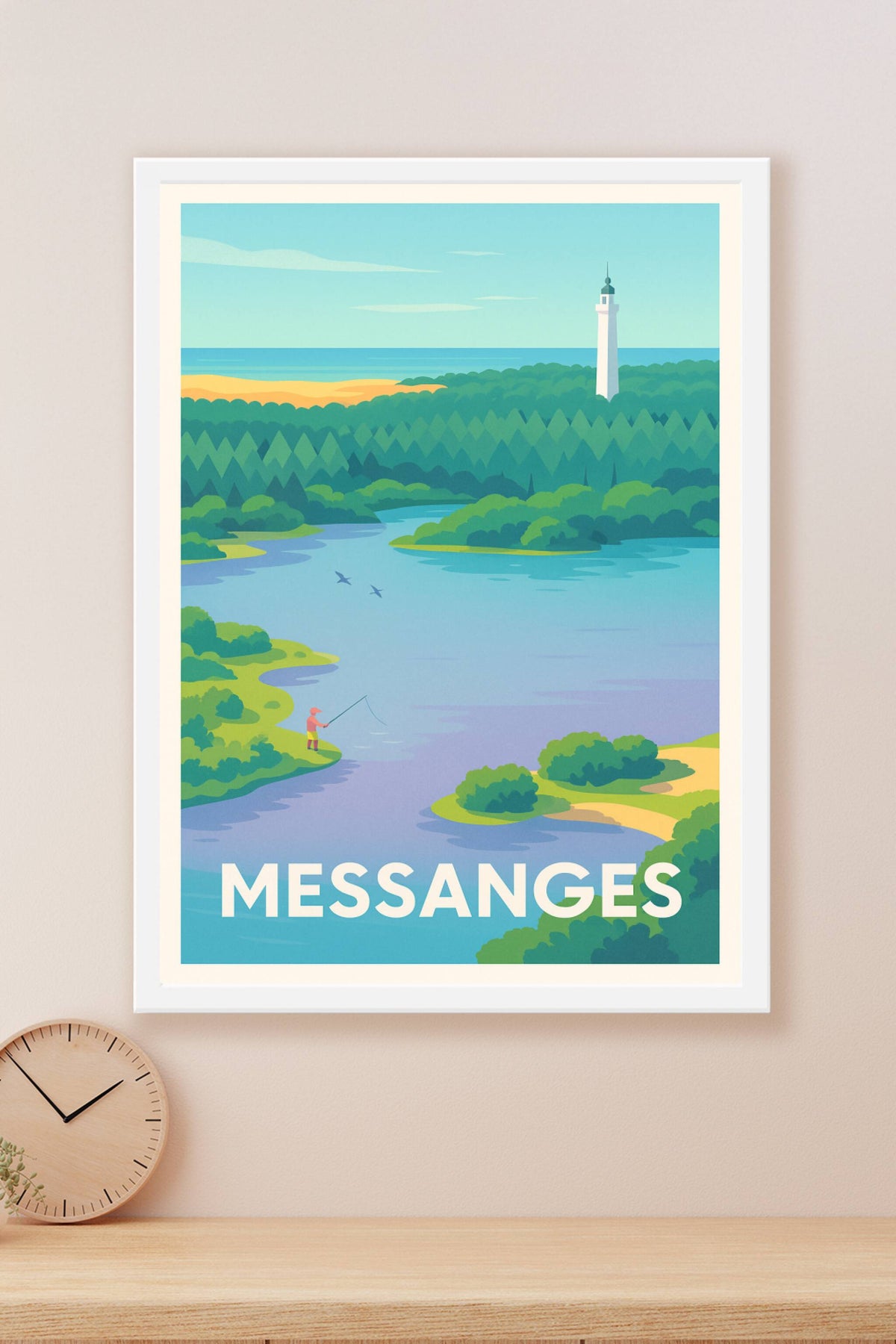 Affiche Messanges — Sérénité au bord de l'eau · poster d'art de Messanges