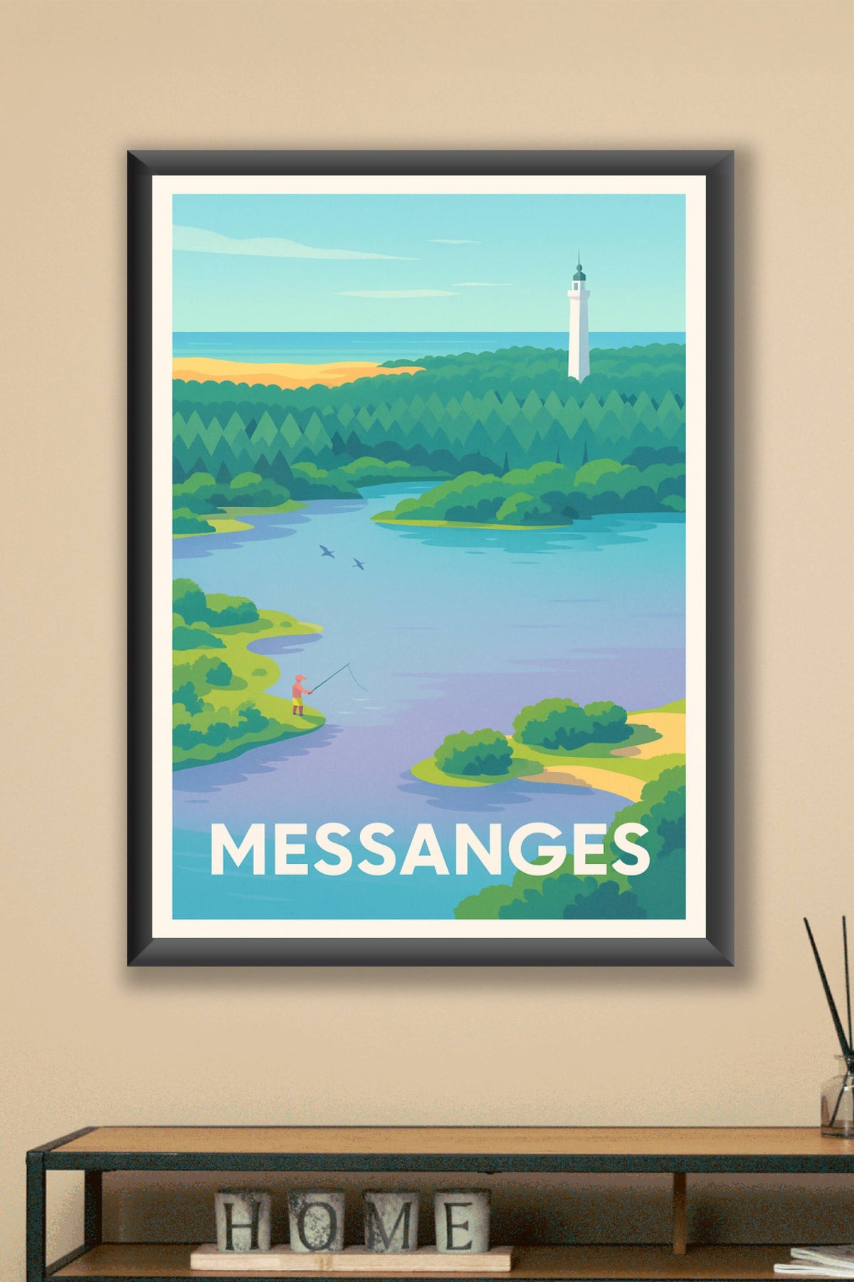 Affiche Messanges — Sérénité au bord de l'eau · poster d'art de Messanges