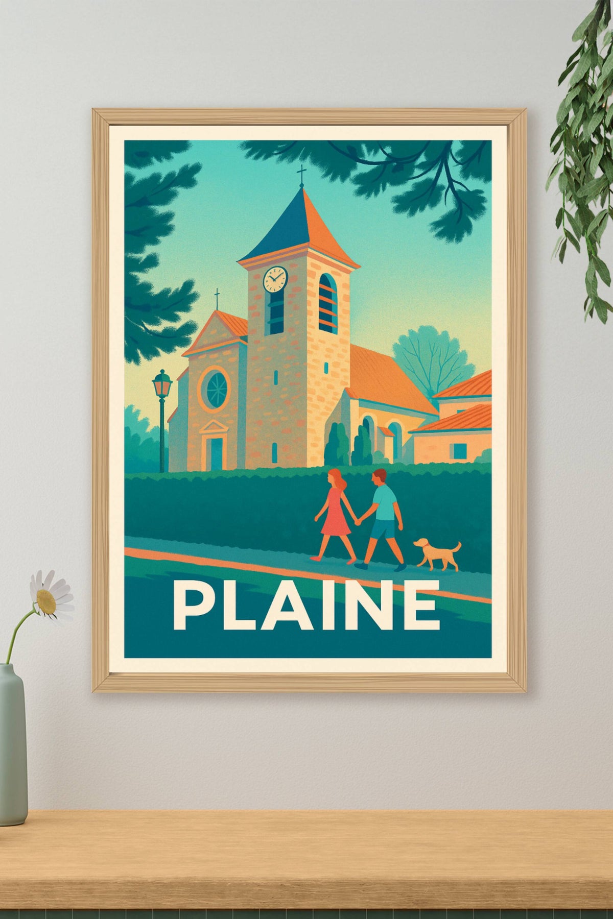 Affiche Plaine — Promenade paisible au cœur du village · poster d'art de Plaine