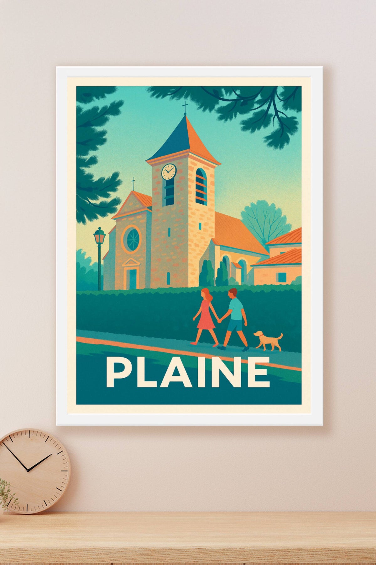 Affiche Plaine — Promenade paisible au cœur du village · poster d'art de Plaine