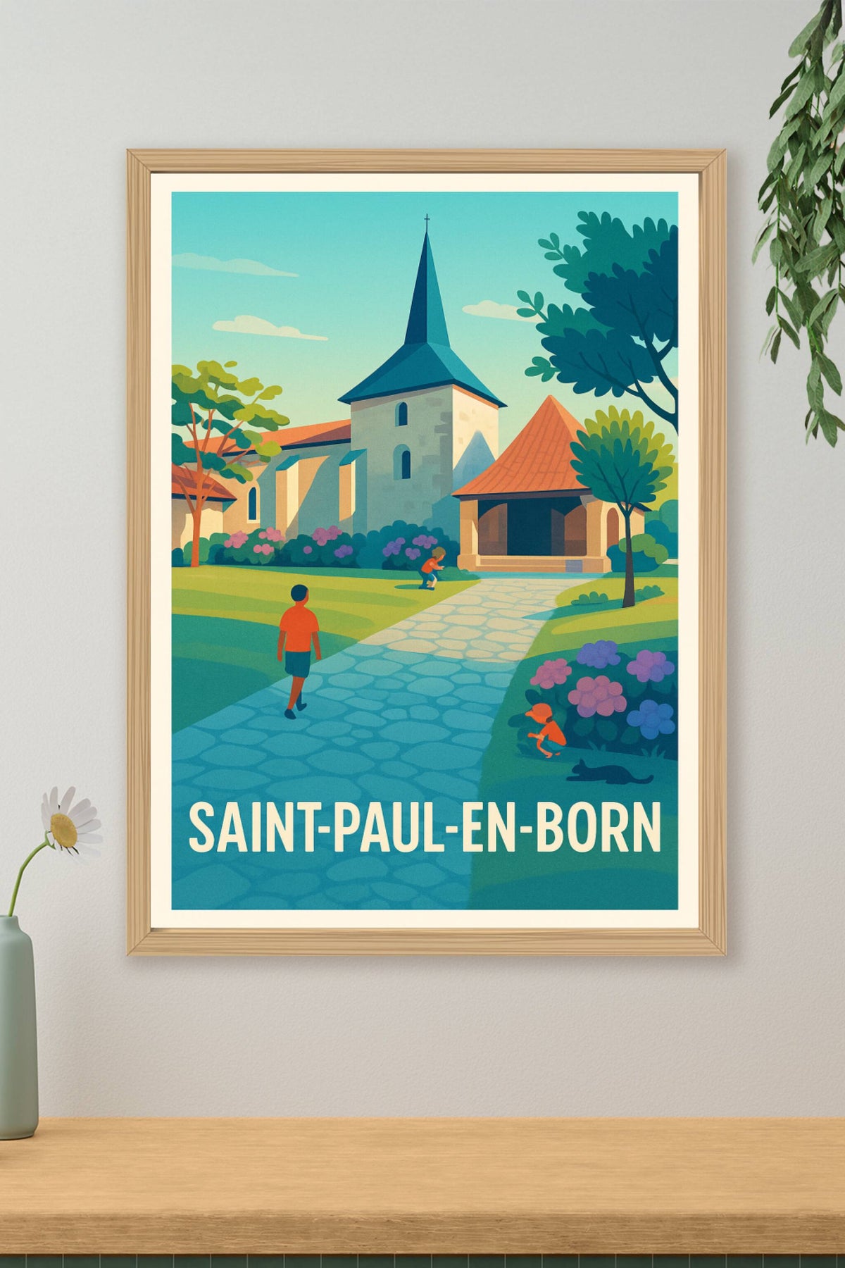 Affiche Saint-Paul-en-Born — Sérénité et charme rural · poster d'art de Saint-Paul-en-Born