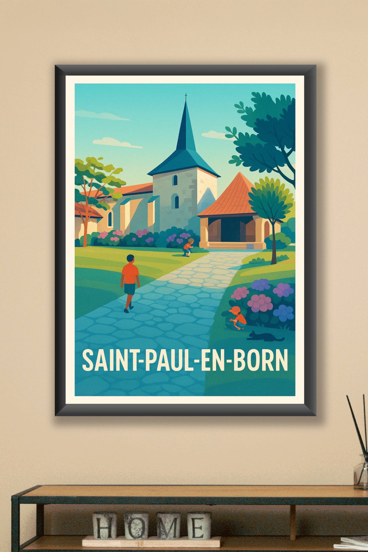 Affiche Saint-Paul-en-Born — Sérénité et charme rural · poster d'art de Saint-Paul-en-Born