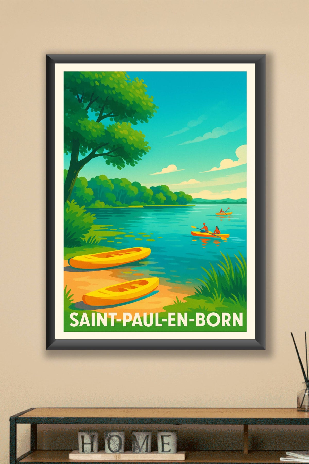 Affiche Saint-Paul-en-Born — Évasion au bord de l'eau · poster d'art de Saint-Paul-en-Born