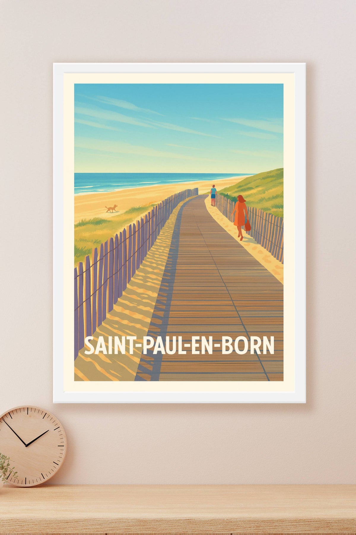 Affiche Saint-Paul-en-Born — Promenade en bord de mer · poster d'art de Saint-Paul-en-Born