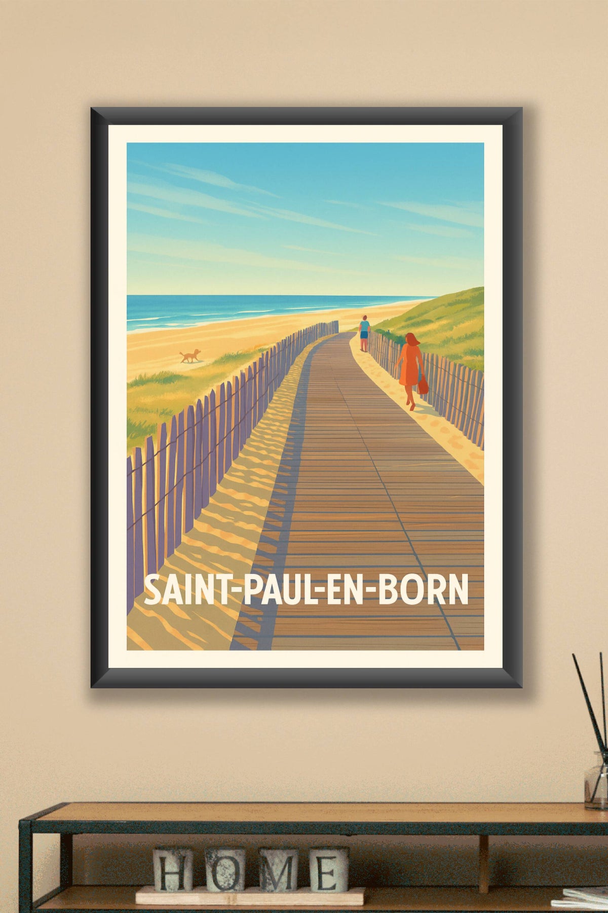 Affiche Saint-Paul-en-Born — Promenade en bord de mer · poster d'art de Saint-Paul-en-Born